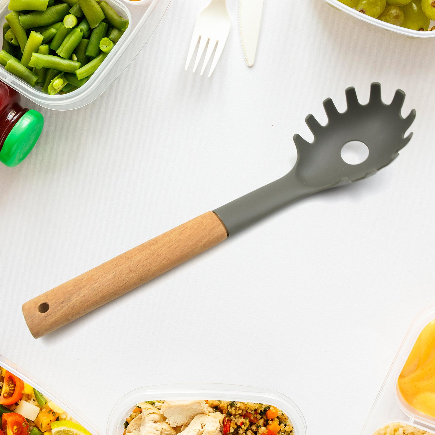 Plastick Kitchen Accessories Whisk Pasta Spoon Soup Spoon Heat Resistant Non Stick Spoons Kitchen Cookware Items (1 Pc ) - Happy Price - Image 3