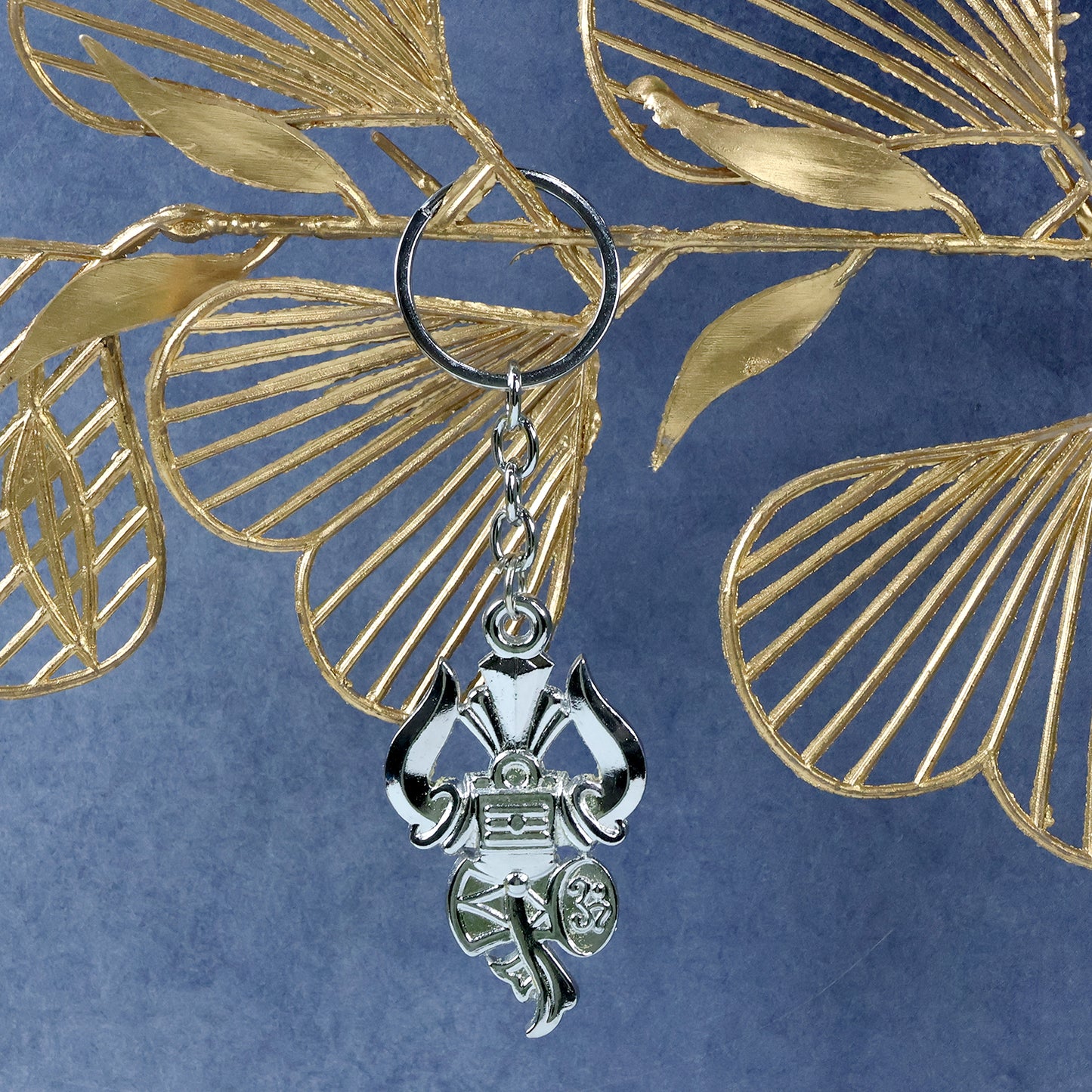 Trishul Damru Lord Shiva Symbol Silver Metal Keychain (1 Pc) - Happy Price - Image 4