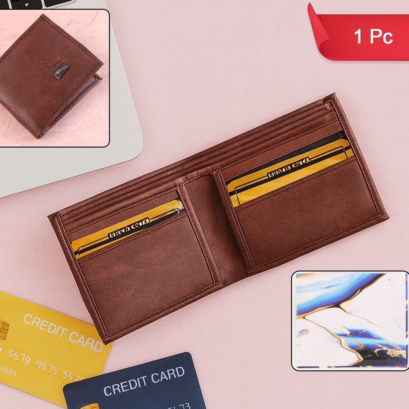 Classic Bi-Fold Gents Wallet (1 Pc) - Slim Design with Card Slots & Currency Pockets - Happy Price - Image 1