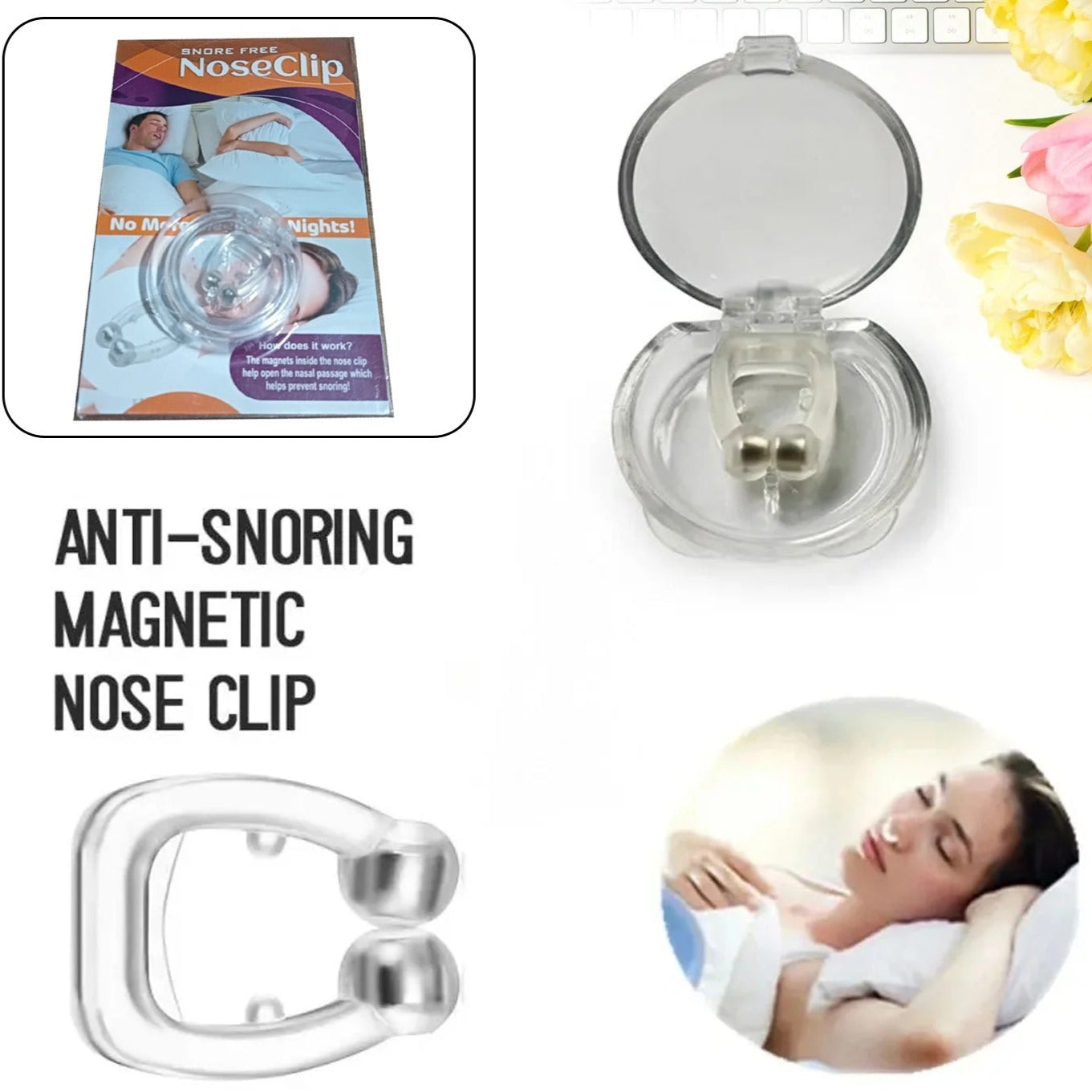 Anti Snore Device For Men And Woman Silicone Magnetic Nose Clip For Heavy Snoring Sleeper Snore Stopper Anti Snoring Device (1 Pc) - Happy Price - Image 1