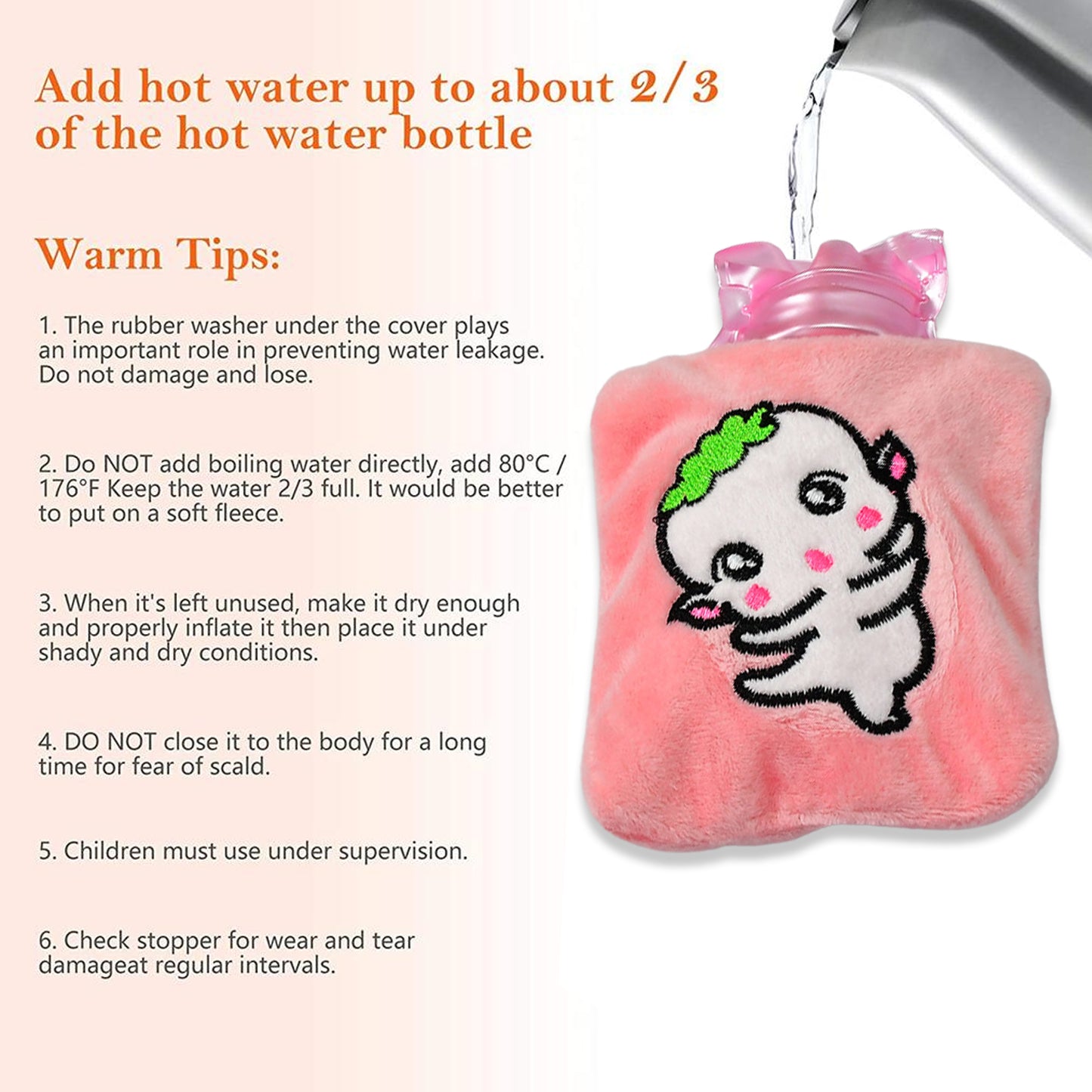 Pink Cartoon Hot Water Bag with Soft Cover for Pain Relief & Warmth - Happy Price - Image 4