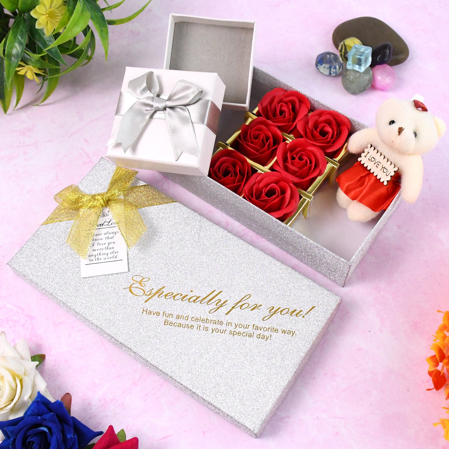 Valentine Day Gift Set Scented Rose Flowers Pack With Teddy - Happy Price - Image 4
