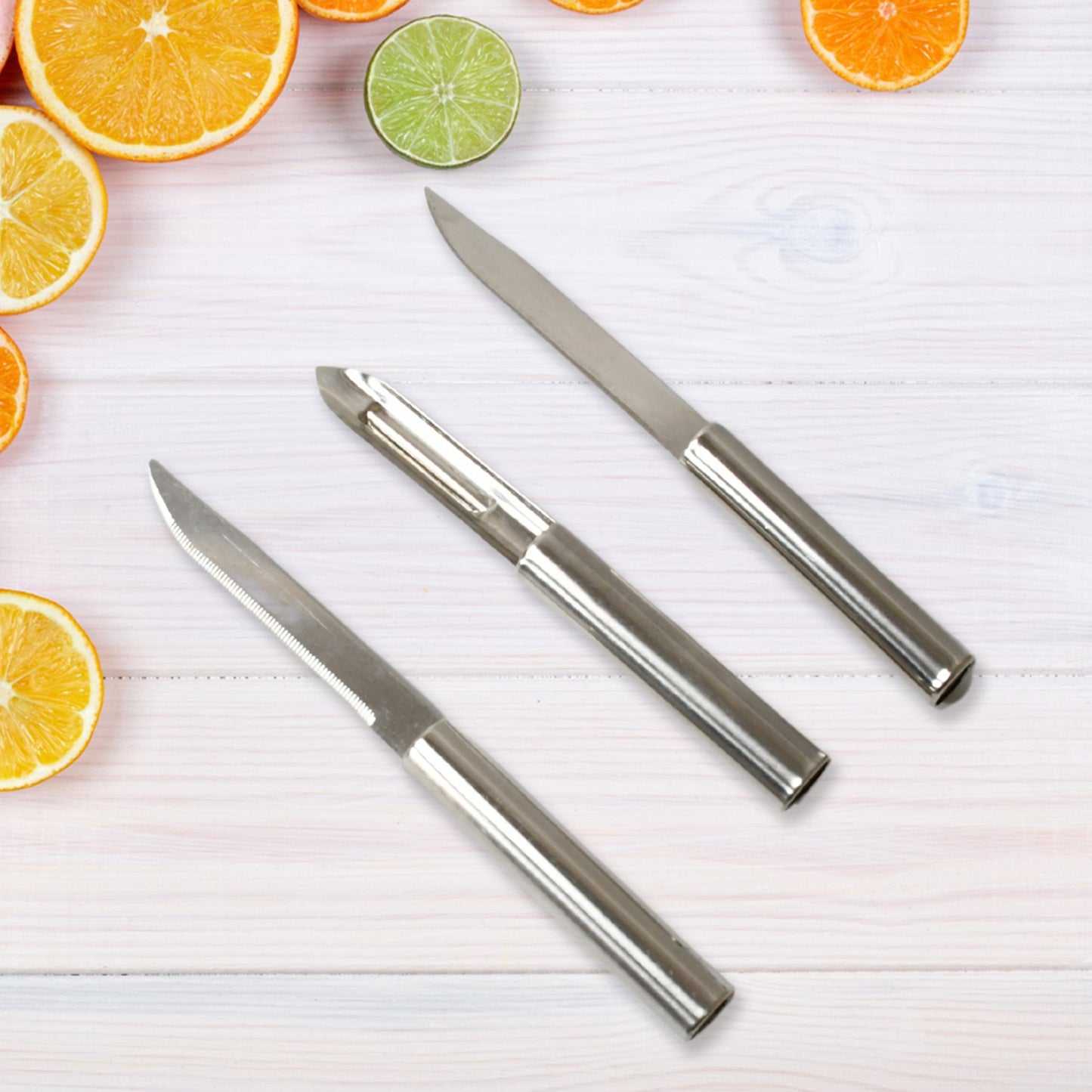 Stainless Steel Multipurpose Sharp Cutting Knife With Non-slip Handle For Fruit Meat And Vegetable Chopping (Pack Of 3) - Happy Price - Image 6