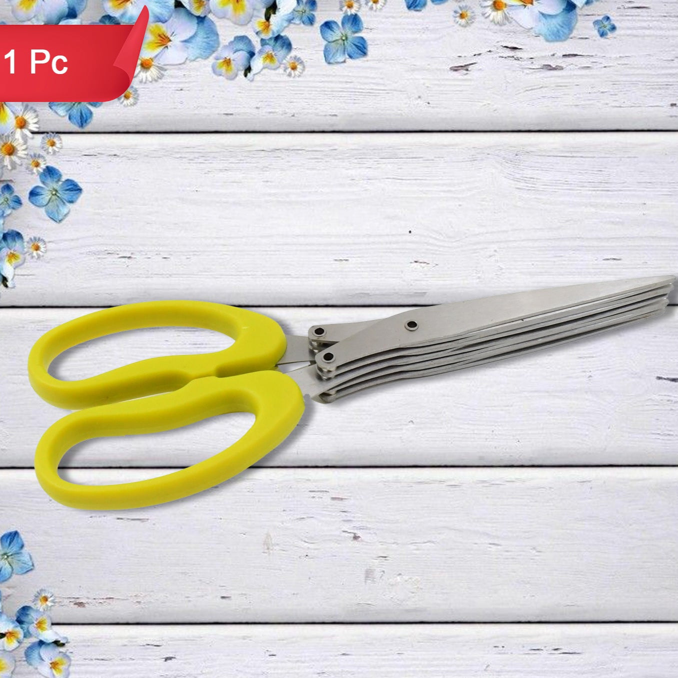 Multifunction Vegetable Stainless Steel Herbs Scissor With 5 Blades (1 Pc) - Happy Price - Image 1