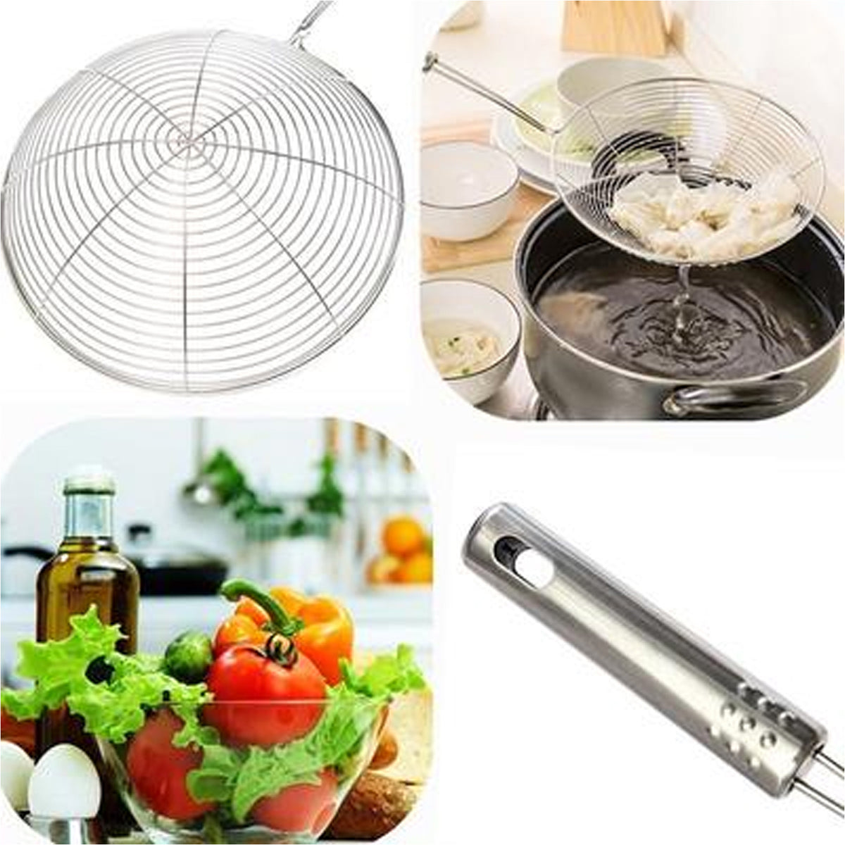 Large Oil Strainer To Get Perfect Fried Food Stuffs Easily Without Any Problem And Damage. - Happy Price - Image 6