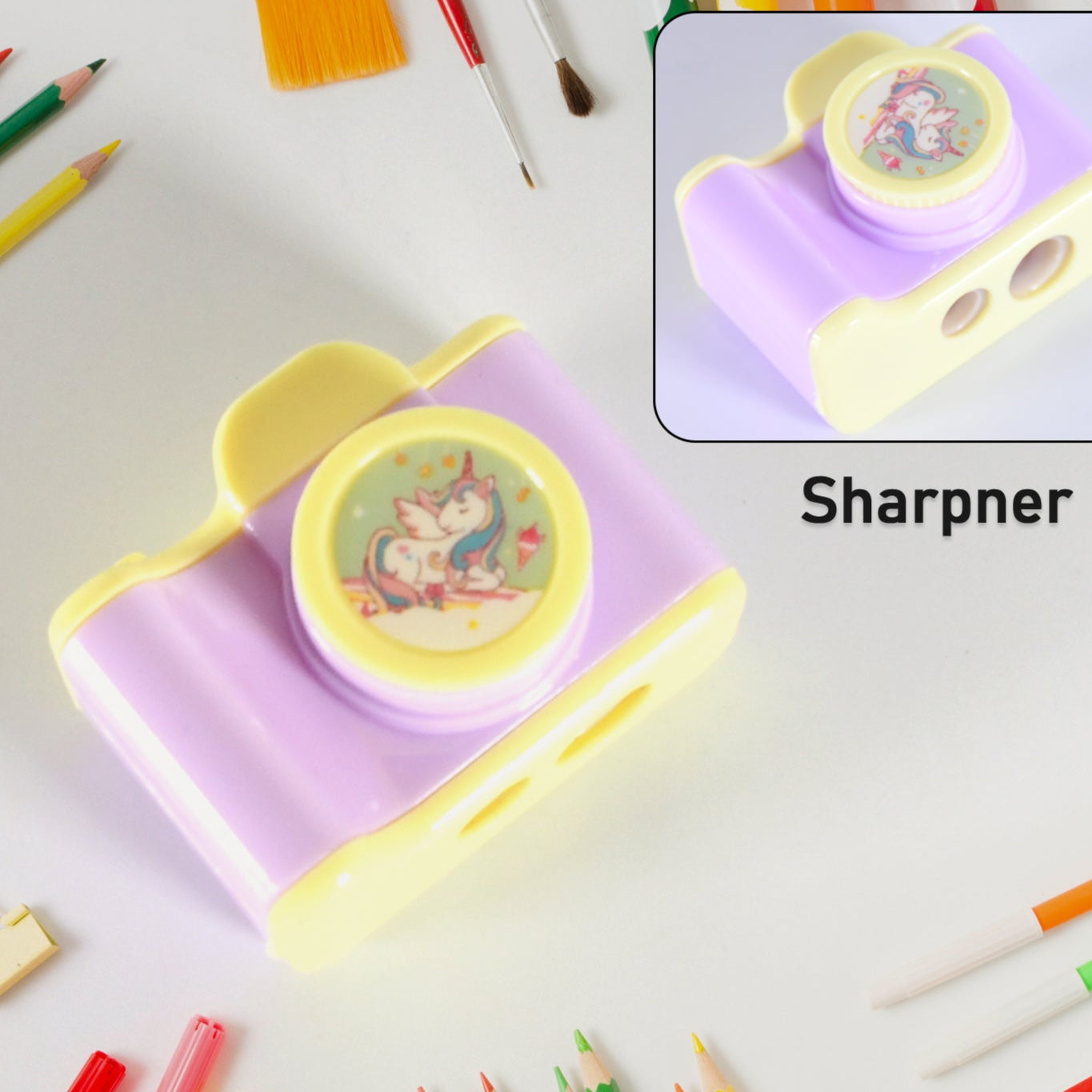 Camera Shape Pencil Sharpener Simple Student Office Sharpener Fashionable And Convenient Lightweight Manual Sharpener For Kids Boys Girls Birthday Return Gifts (1 Pc) - Happy Price - Image 1
