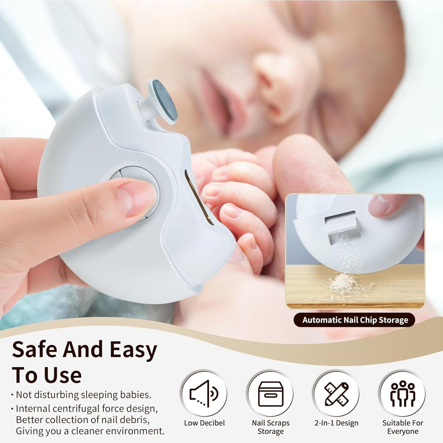 2-in-1 Electric Nail Clippers Nail File With Light (1 Pc) - Happy Price - Image 3