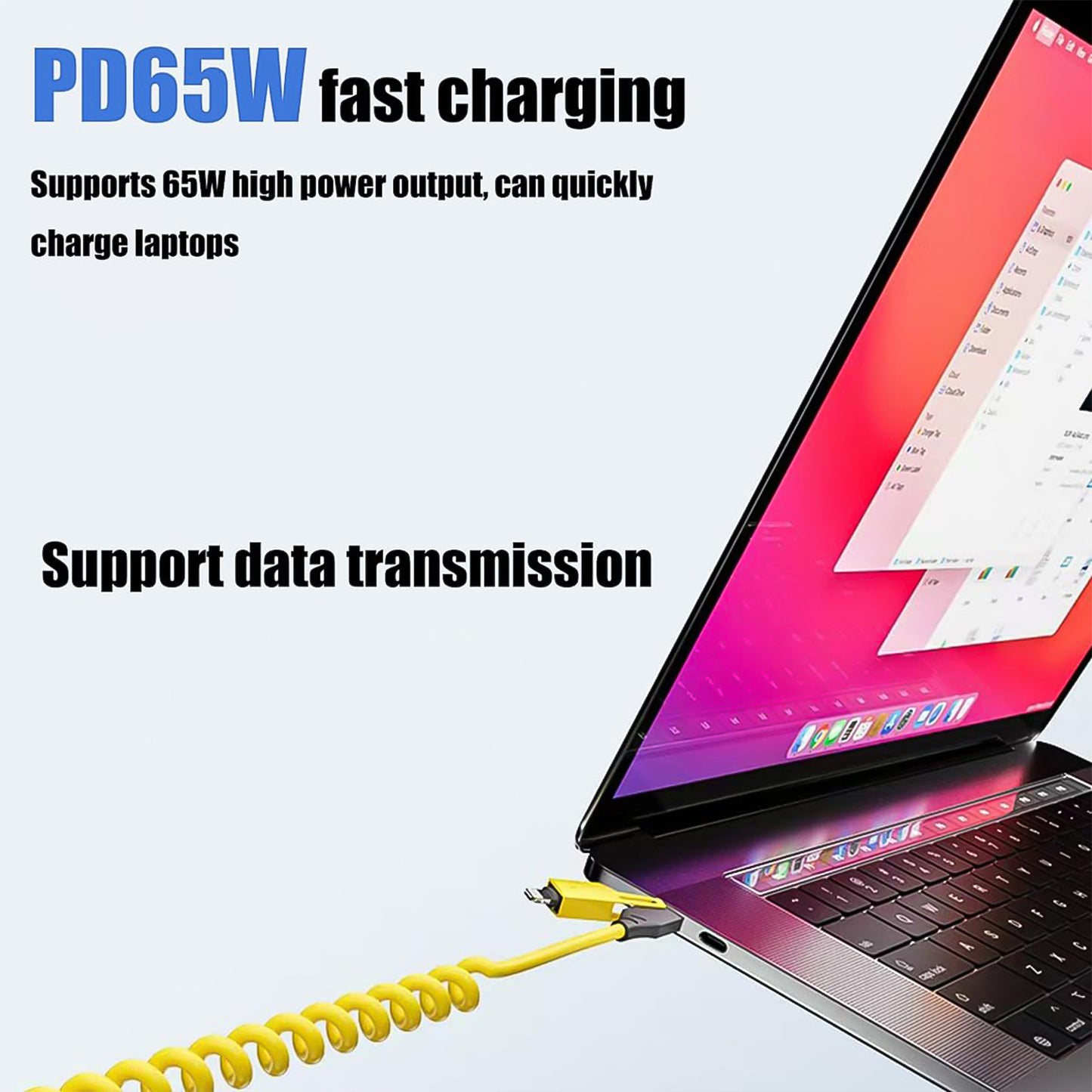 4 In 1 Spring Fast Charging Cable (1 Pc 1.5 Mtr Long) - Happy Price - Image 3
