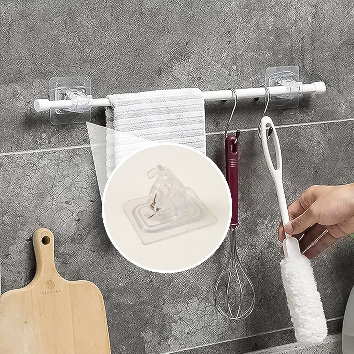 Wall Mount Transparent Self-adhesive Clip With Strong Spring Grip - Happy Price - Image 5