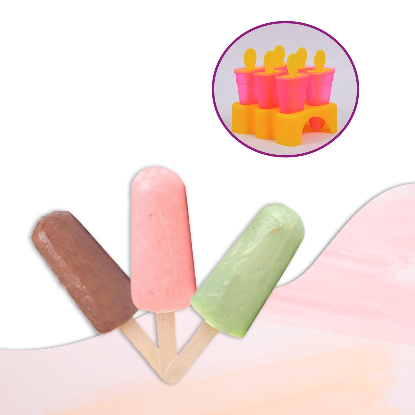 Kulfi Maker Moulds Set Plastic Homemade Kulfi Mould 6pcs Set For Freezer Use - Happy Price - Image 7