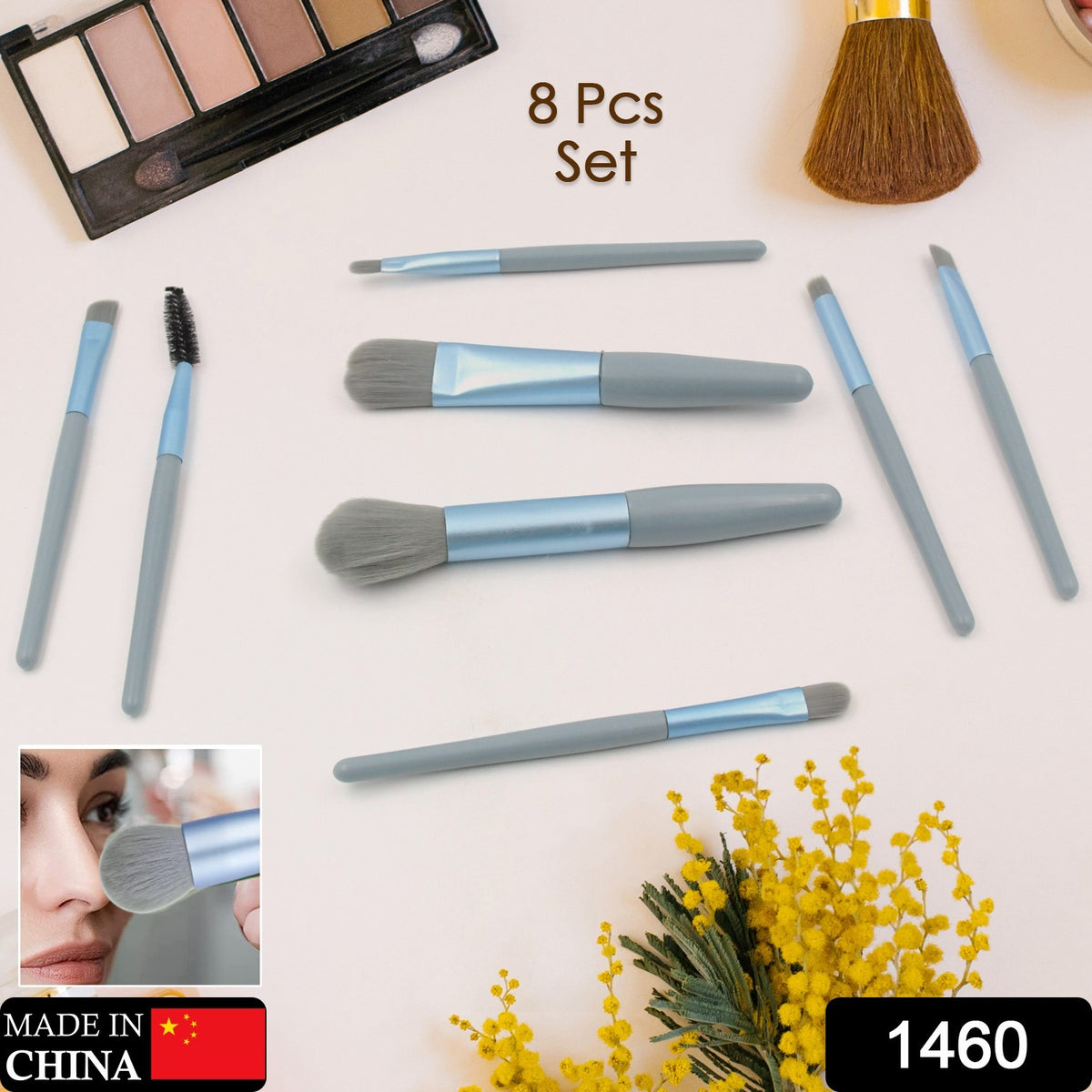 8 Pcs Mini Makeup Brush Set With Case Portable Foundation Brush Kit Travel Premium Synthetic Bristles Cosmetic Brush Set For Powder Blending Blush Eyeshadow Lipstick (Mix Color 8 Pcs Set) - Happy Price - Image 1