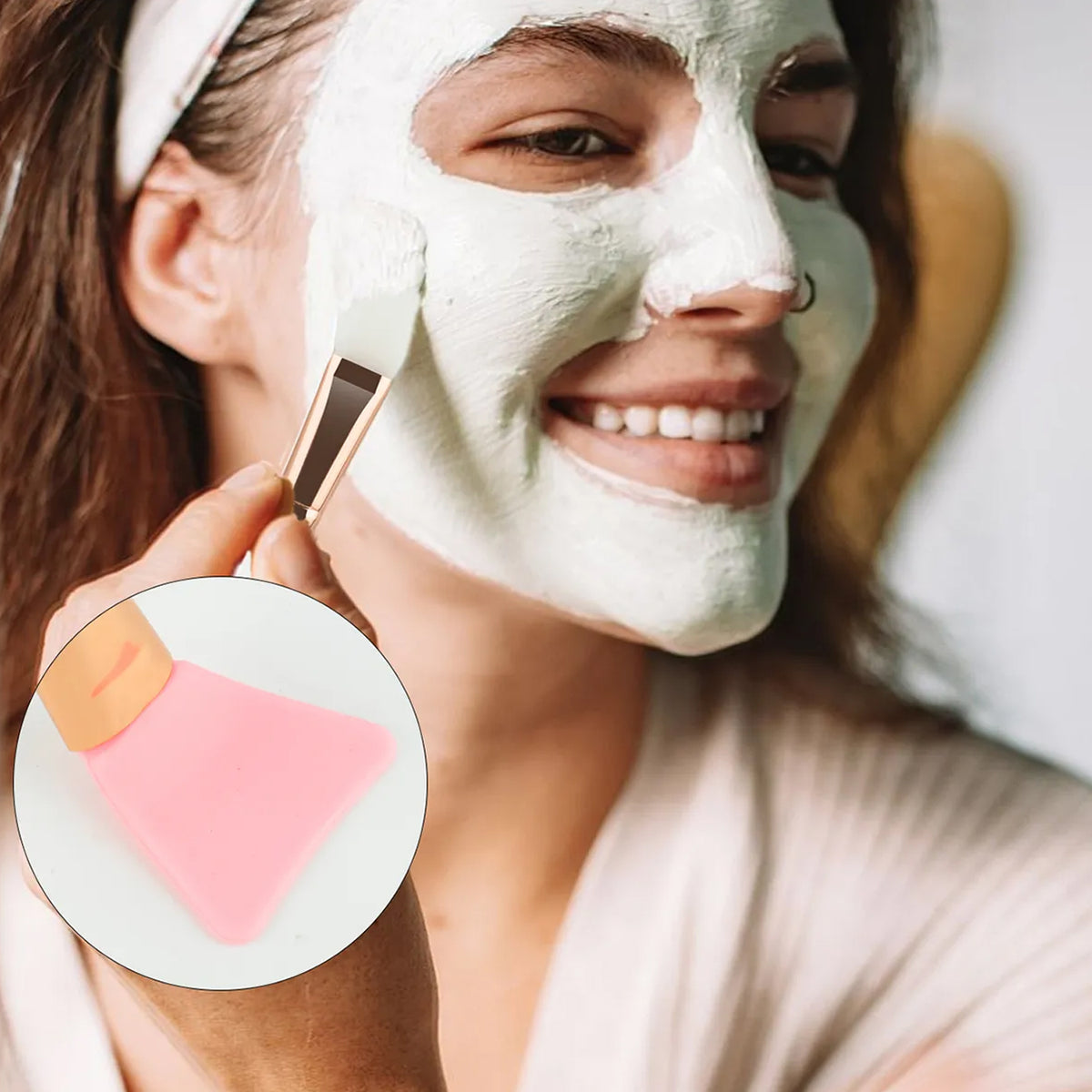 Silicone Face Mask Applicator Brush with Marble Handle (1 Pc) - Happy Price - Image 3