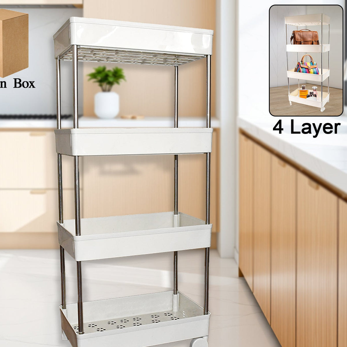 4-Tier Multipurpose Storage Rack for Kitchen and Home - Happy Price - Image 1