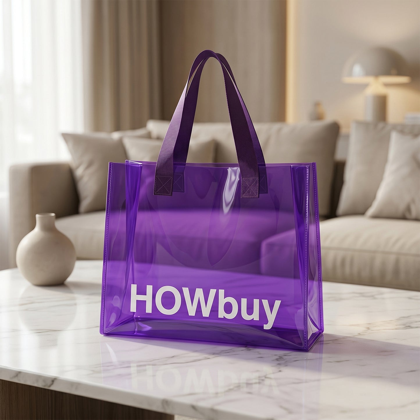 Clear Tote Bag with Handle - 30x27 Cm Transparent Shopping Bag - Great Price - Image 3