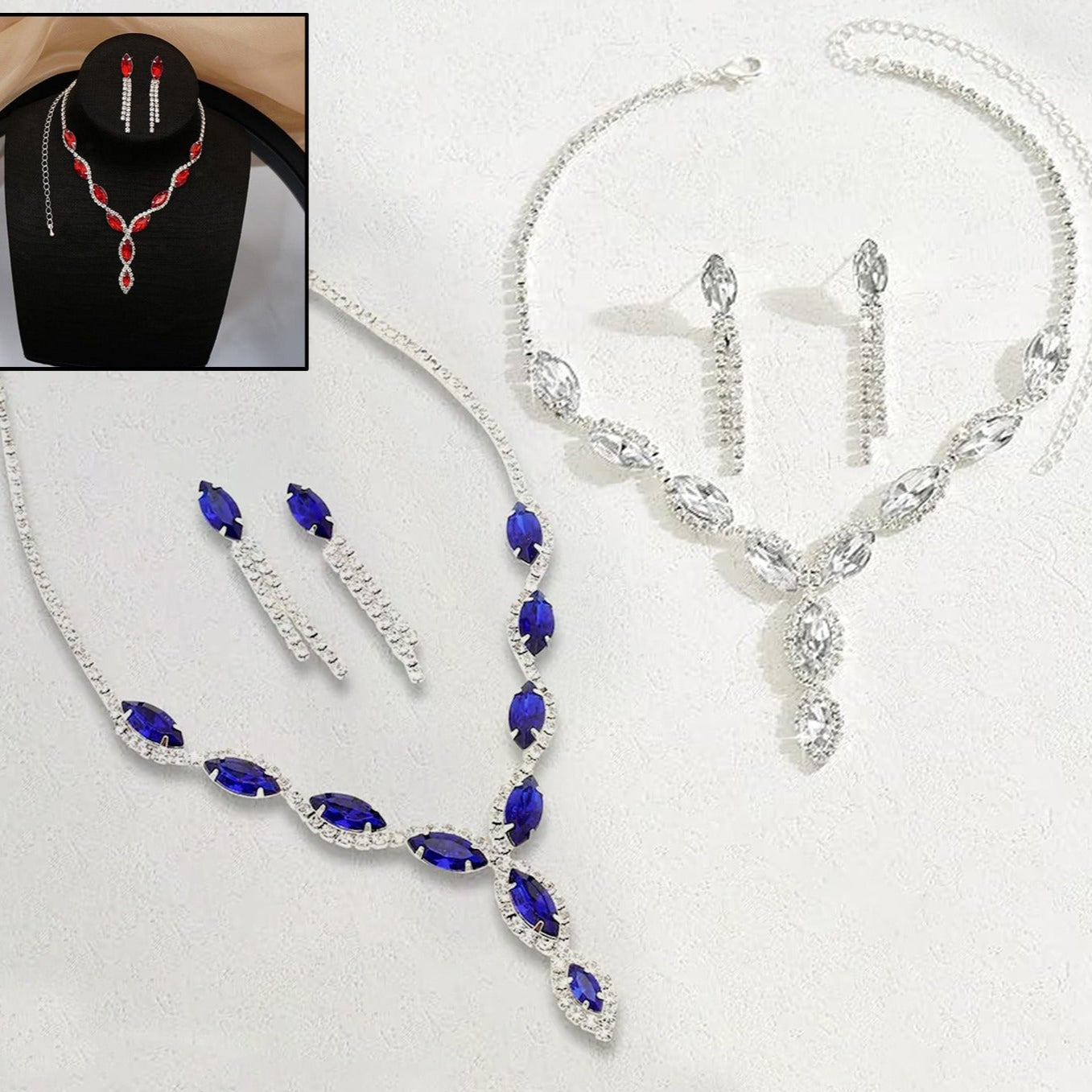 Necklace And Earrings Set Wedding Jewelry Set (1 Set Mix Color) - Happy Price - Image 1