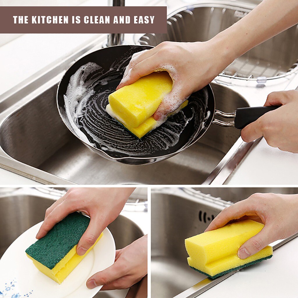 1429 Scrub Sponge 2 In 1 Pad For Kitchen Sink Bathroom Cleaning Scrubber - Happy Price - Image 3