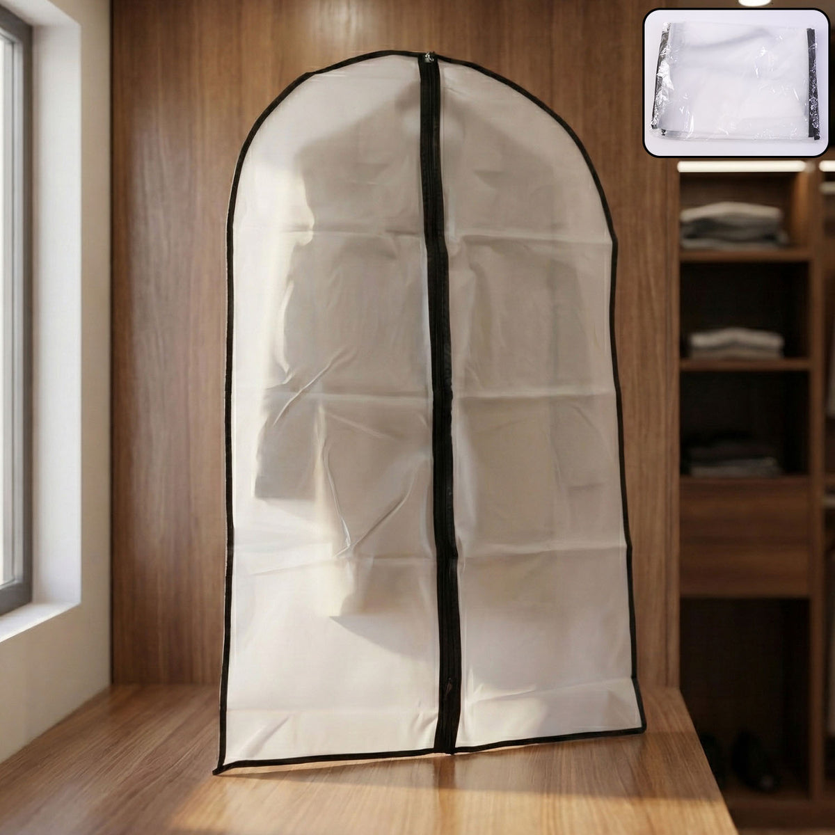 Large Transparent Garment Cover with Zipper - 100 x 60 cm, 1 Pc - Happy Price - Image 2