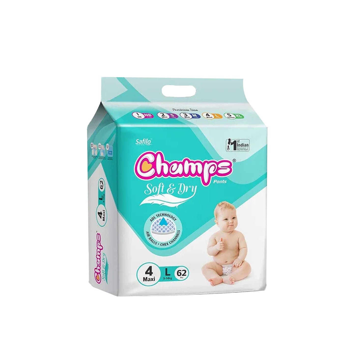 Champs Soft And Dry Baby Diaper Pants 62 Pcs (Large Size) - Happy Price - Image 7
