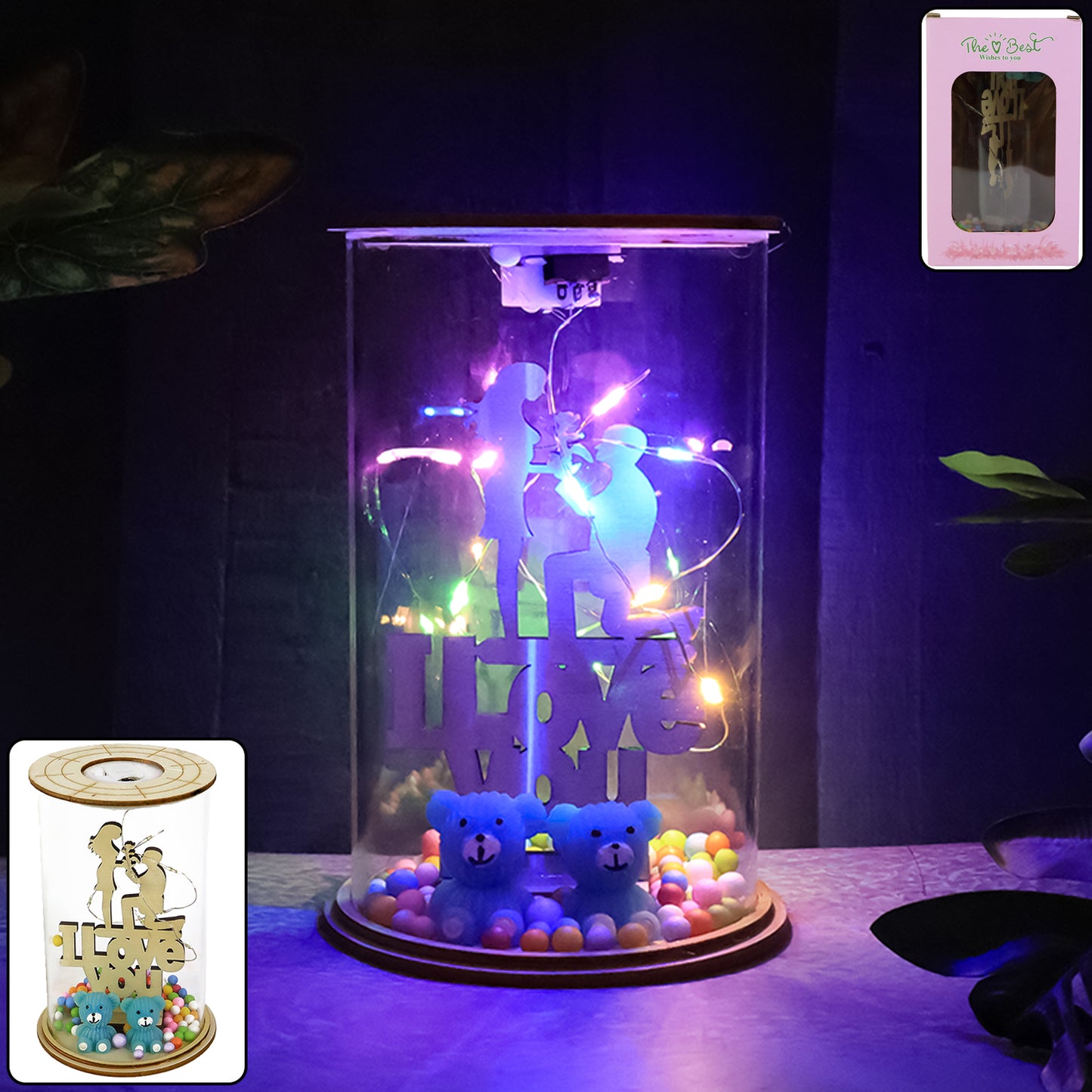 Love You LED Showpiece with Bear & Colorful Lights (1 Pc) - Happy Price - Image 3