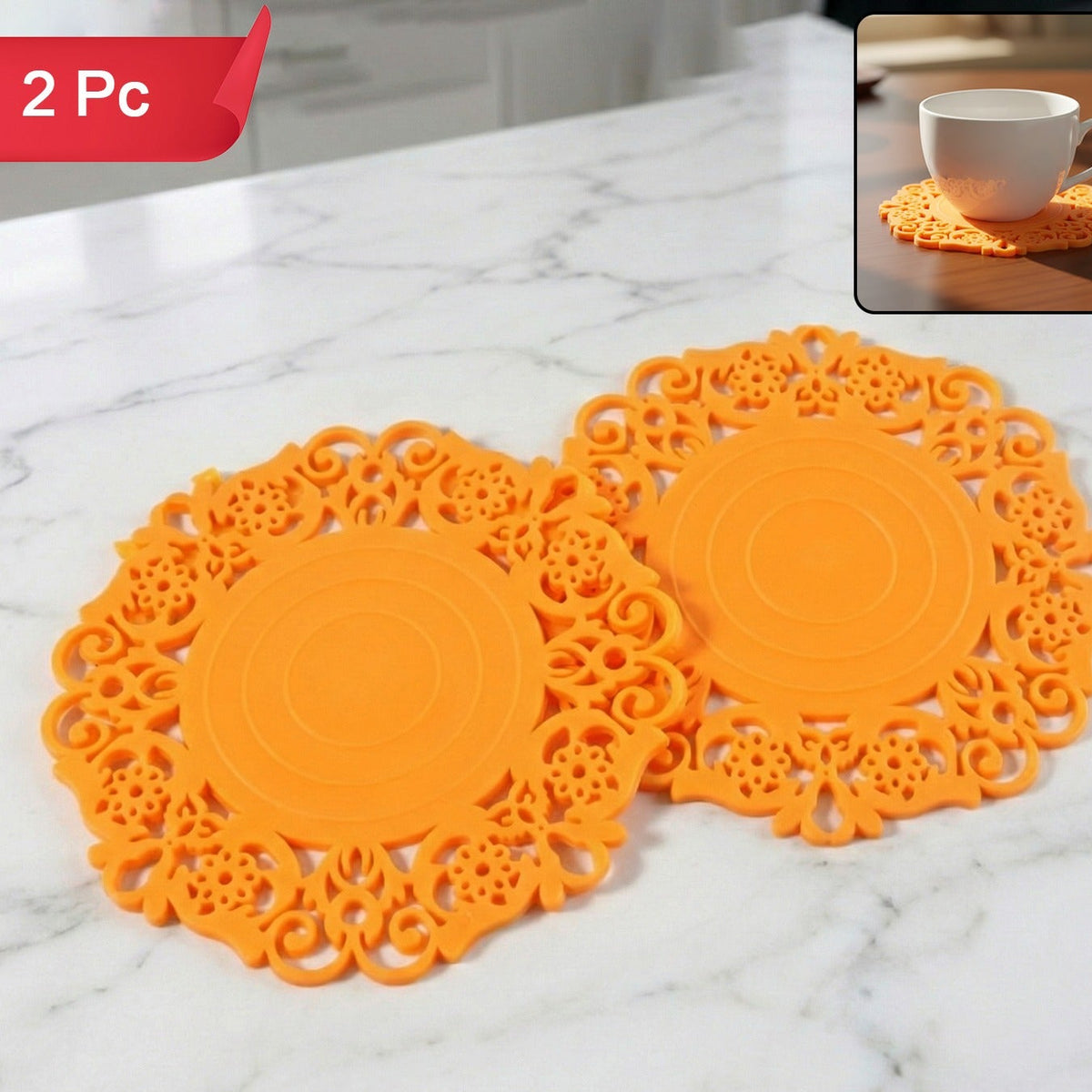 Decorative Heat-Resistant Coaster Set for Hot Utensils - 10 cm, 2 Pc - Happy Price - Image 1