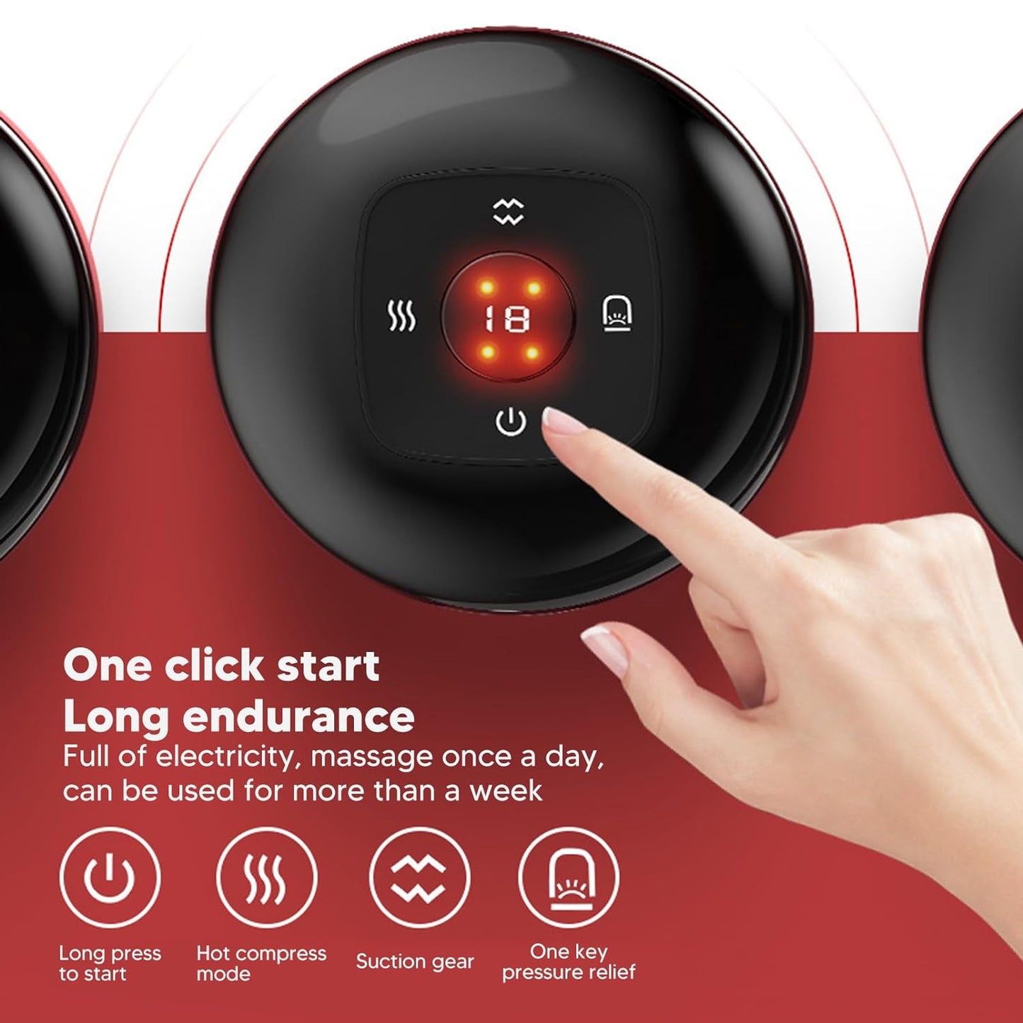 Electric Intelligent Breathing Cupping Massage Instrument The Smart Cupping Therapy Sets Massager For Muscle And Joint Pain Cellulite Massage Back Pain Relief For Back Shoulder Leg (1 Pc) - Happy Price - Image 3