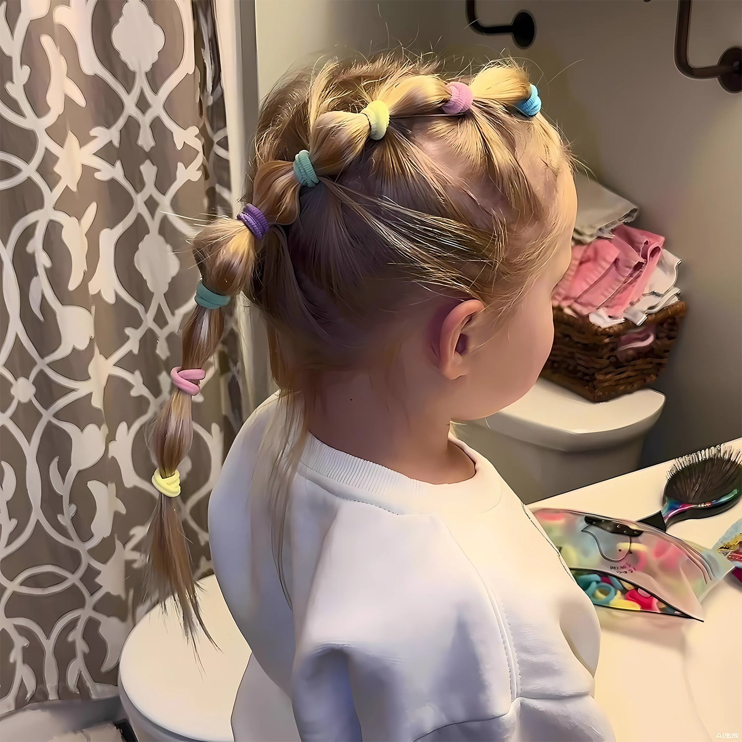 Colorful Soft Elastic Hair Bands Set For Kids Girls (10 Pkt 1 Set) - Happy Price - Image 2