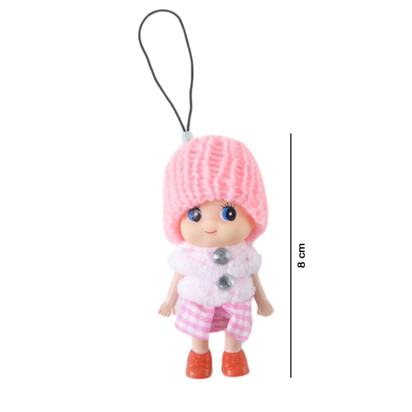 Cute Mini Doll Keychain Soft Knitted Cap Girl Charm Keyring (1 Pc Mix Color)