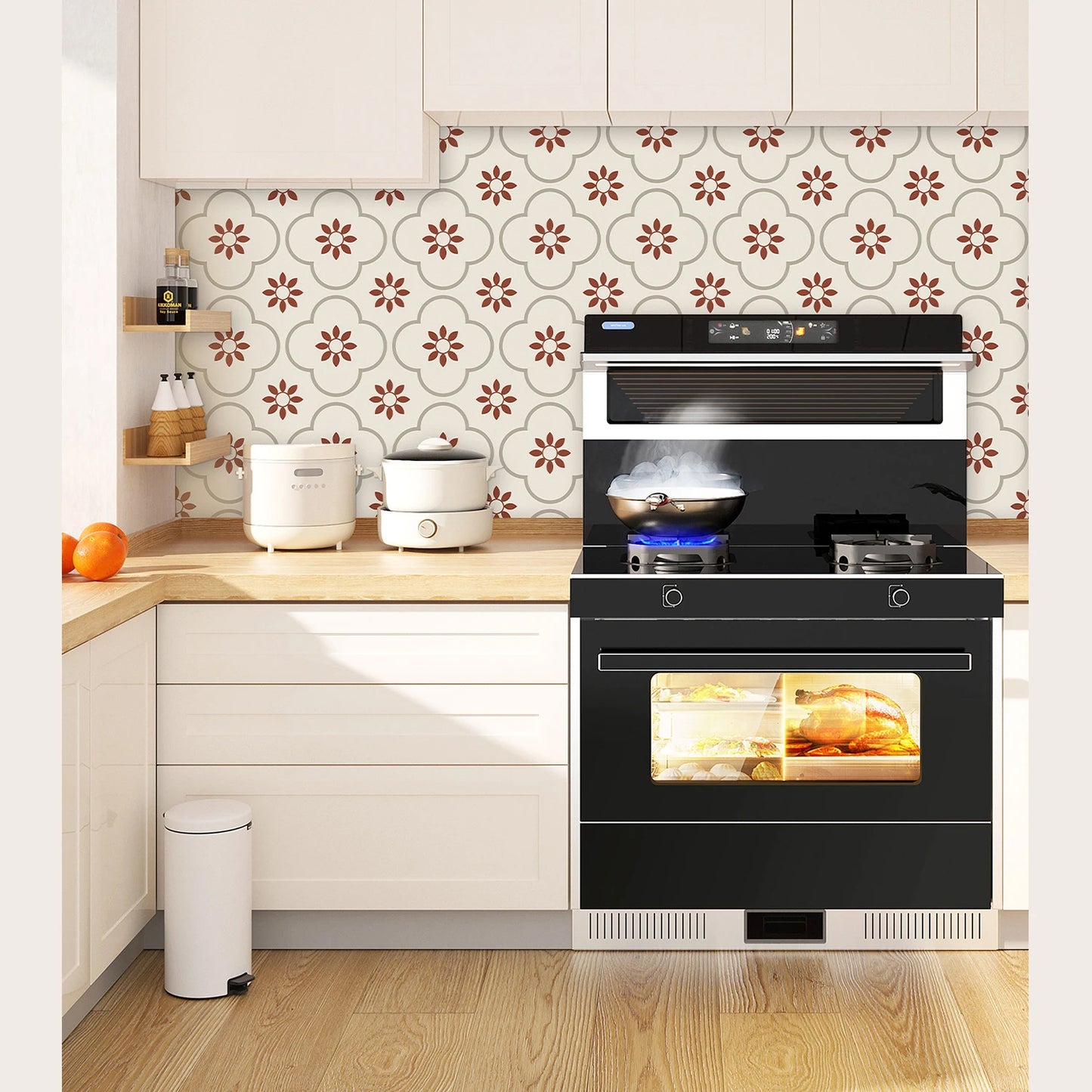 Peel And Stick Floor Tiles Kitchen Bathroom Backsplash Sticker Detachable Waterproof Diy Tile Stickers For Wall Decoration Tiles Home Decoration (8x8 Inch 1 Pc Tiles) - Happy Price - Image 6