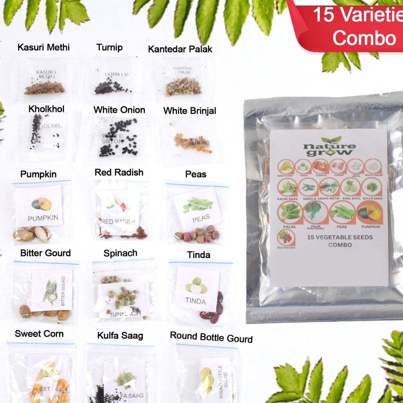 15 Varieties Of Vegetable Seeds Combo (1 Pkt. 15 Varieties) - Happy Price - Image 1