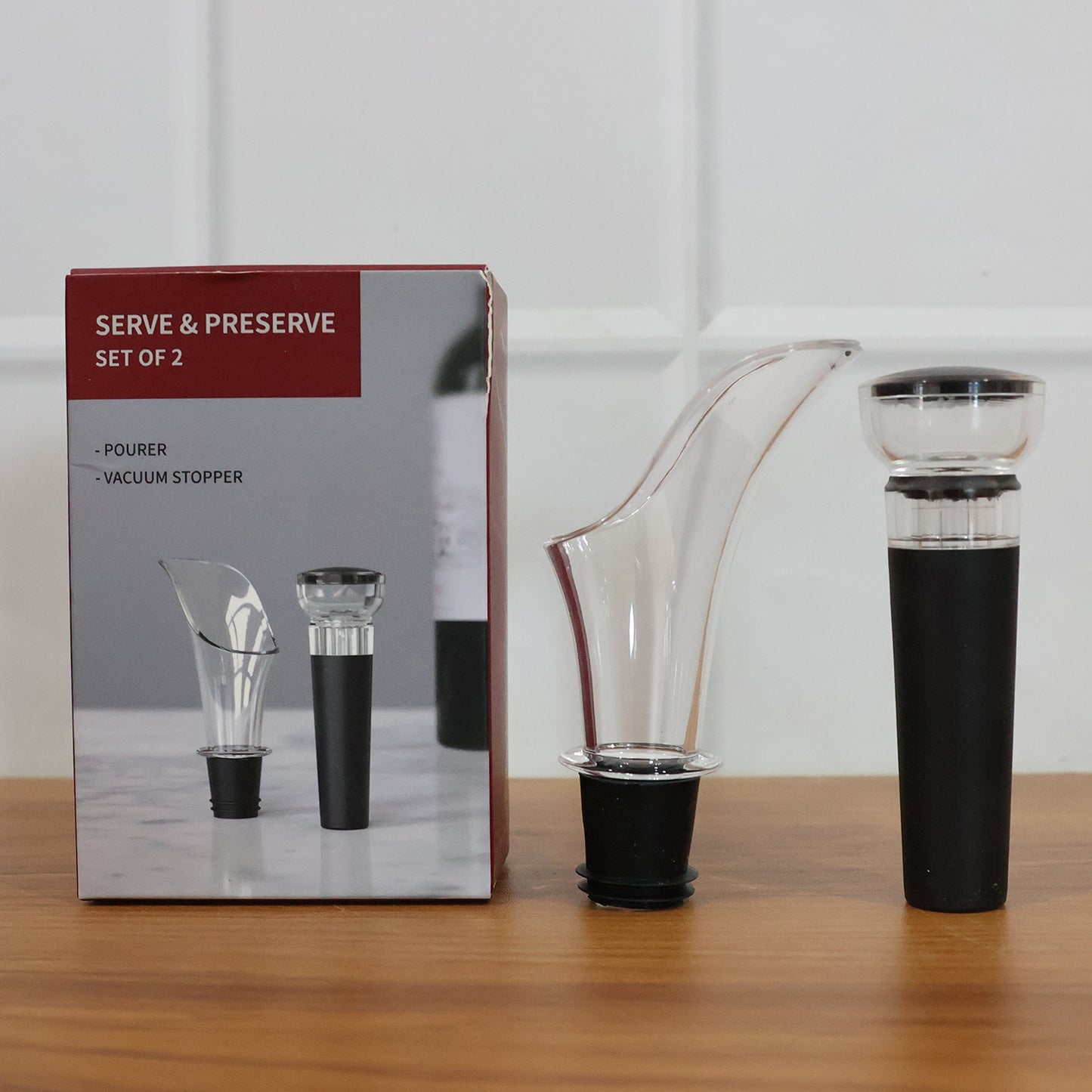 Wine Pourer and Vacuum Stopper Set - 2 Pc for Freshness - Happy Price - Image 7