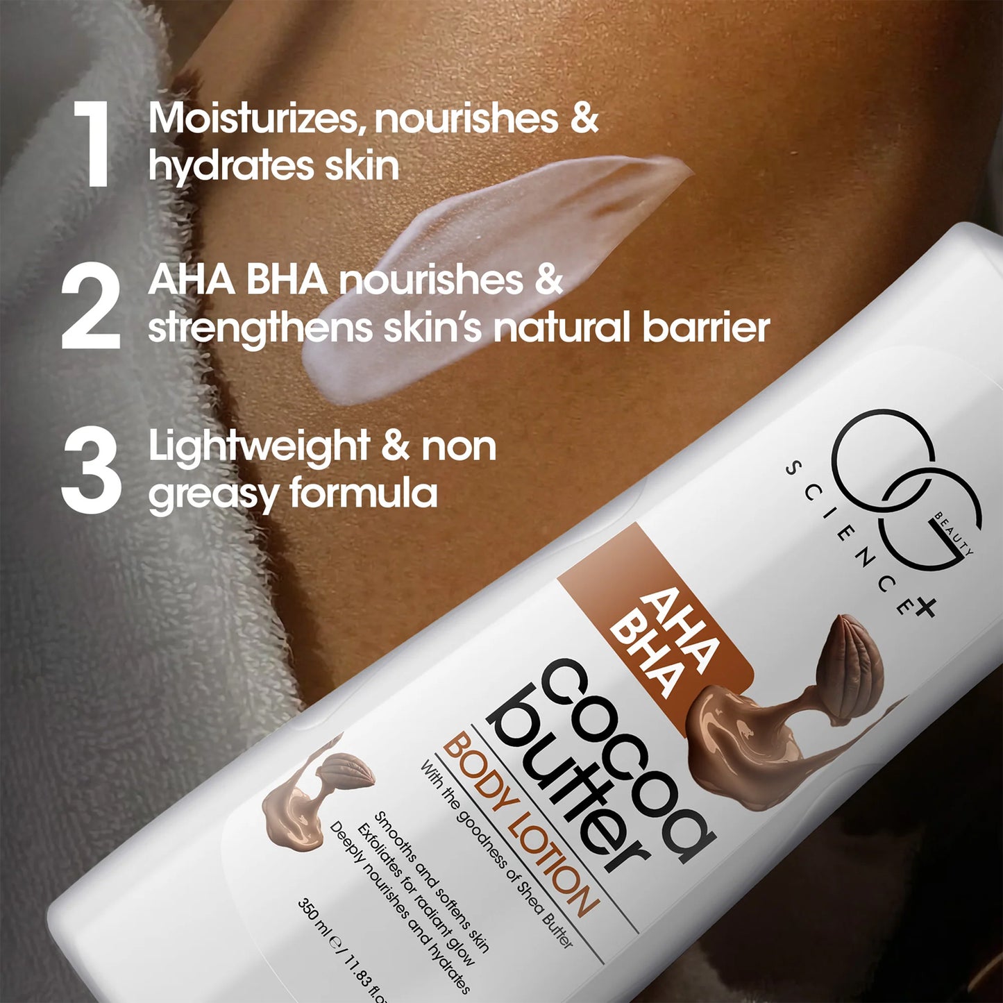 OG Beauty Science+ Cocoa Butter Body Lotion with AHA & BHA - 350 ML - Happy Price - Image 5
