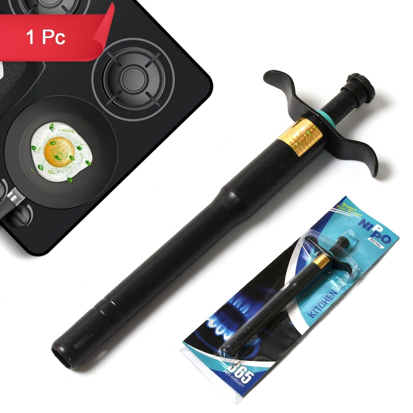 Stainless Steel Black Gas Lighter For Kitchen Gas Stove Long Lasting Unbreakable Lighters For Gas Stoves Restaurants Kitchen (1 Pc) - Happy Price - Image 1