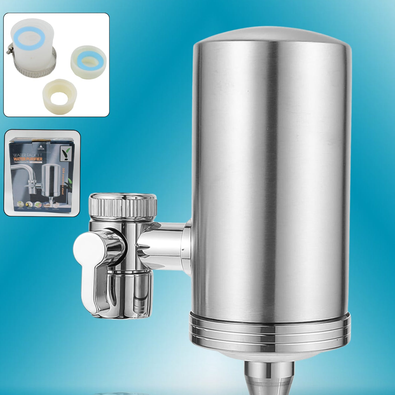Stainless Steel Faucet Mount Water Filter Water Purifier (1 Set) - Happy Price - Image 1