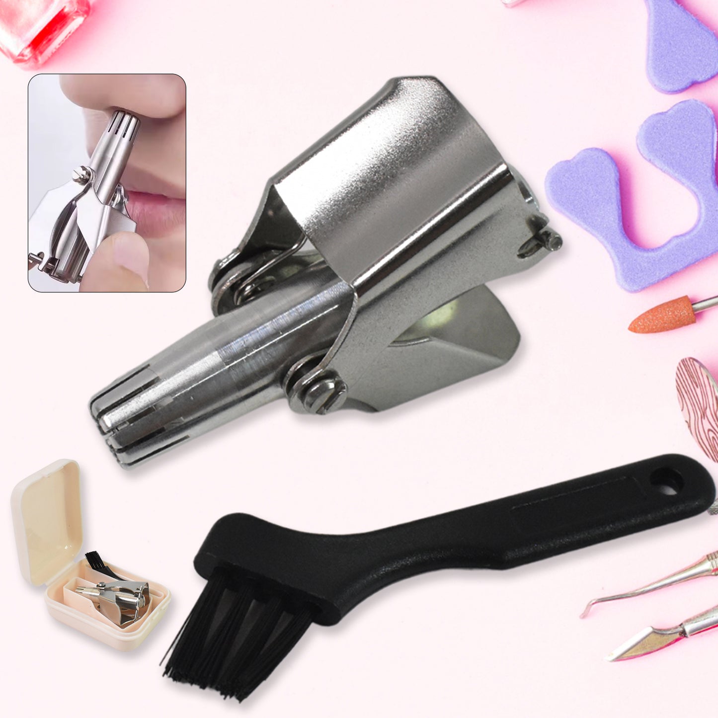 Nose Hair Clipper Stainless Steel Hair Remover (1 Pc With Brush Plastic Case) - Happy Price - Image 2