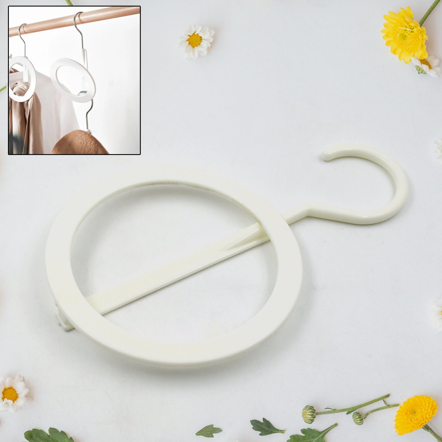 Plastic Circle Hanger Hat Closet Joint Hanger Rings Hanger Hat Storage Towel Hanger Hook Bag Hanger Storage For Wall Door Closet Bathroom (1 Pc) - Happy Price - Image 2