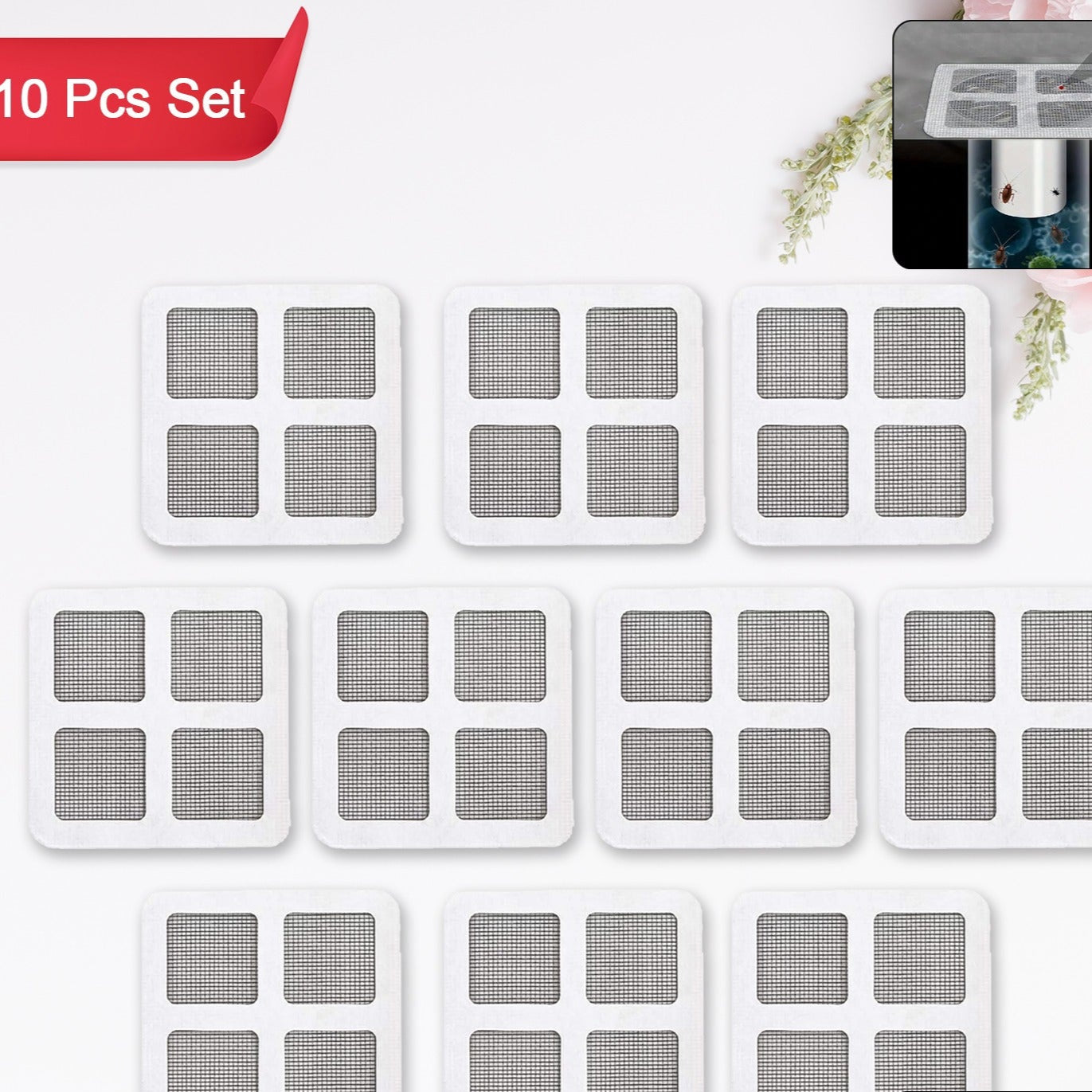 Window Screen Mesh Hole Repair Kit Patch Adhesive (1010 Cm 10 Pcs Set) - Happy Price - Image 1