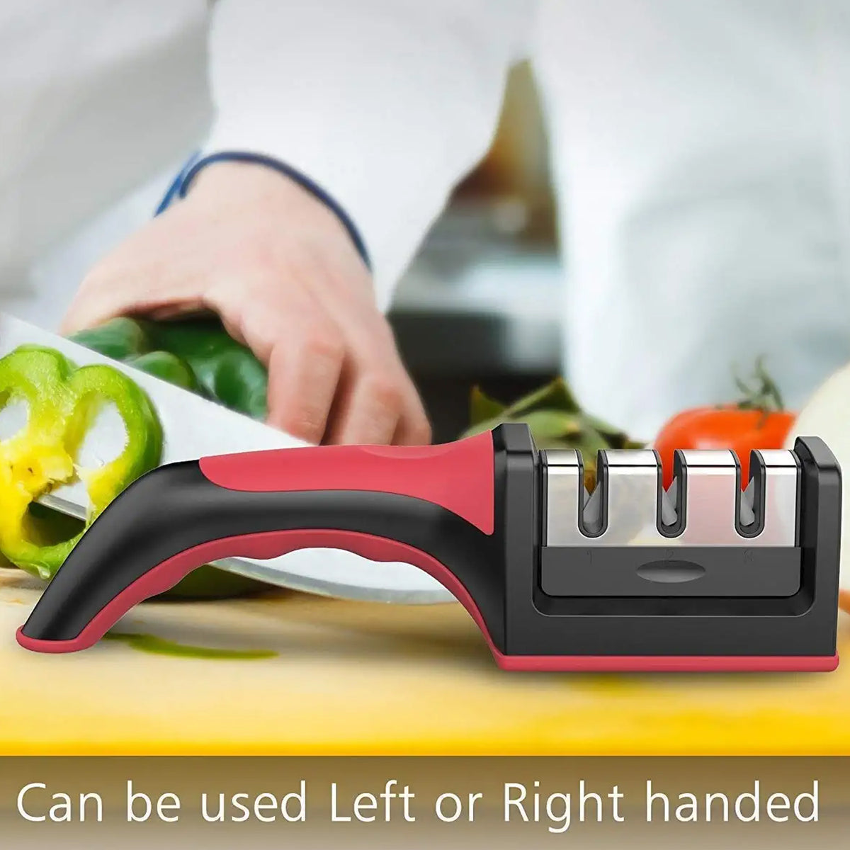 Manual Red Knife Sharpener 3 Stage Sharpening Tool For Ceramic Knife And Steel Knives. - Happy Price - Image 5