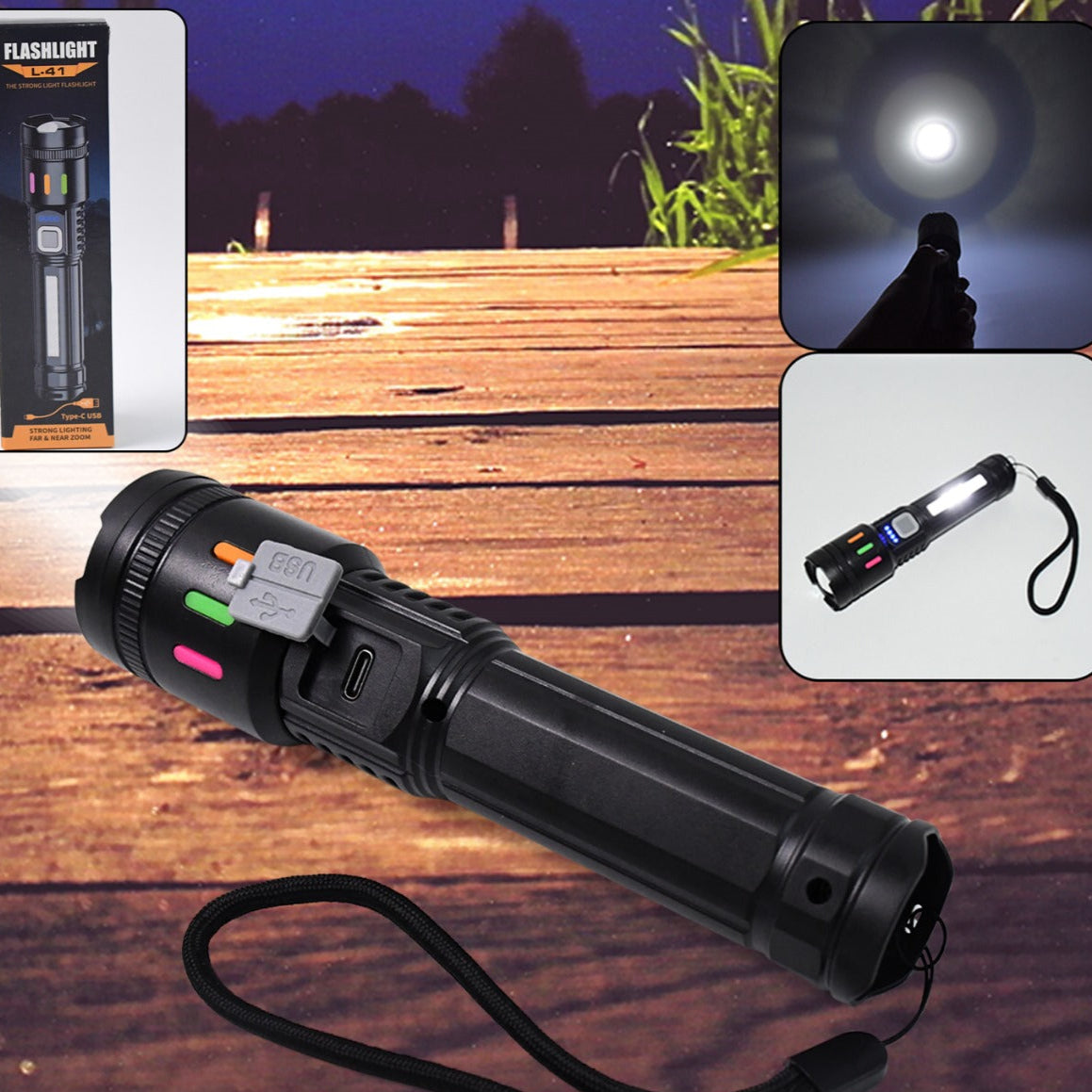 Led Torch High Lumens Fast Charging Flashlight Torch With Far Near Zoom (1 Pc) - Happy Price - Image 1
