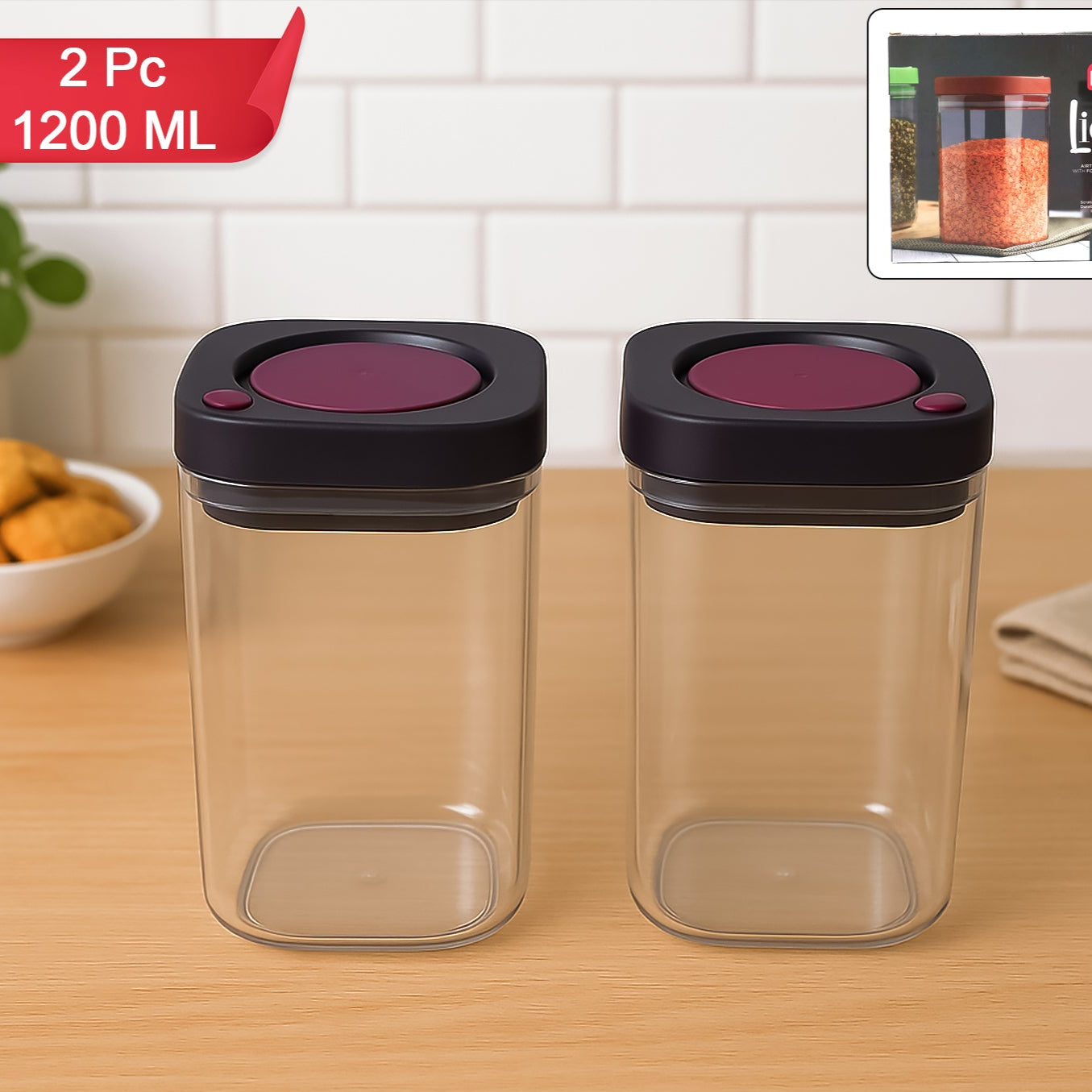 Supermom Airtight Kitchen Storage Containers (2 Pc Set 1200ml) - Happy Price - Image 1