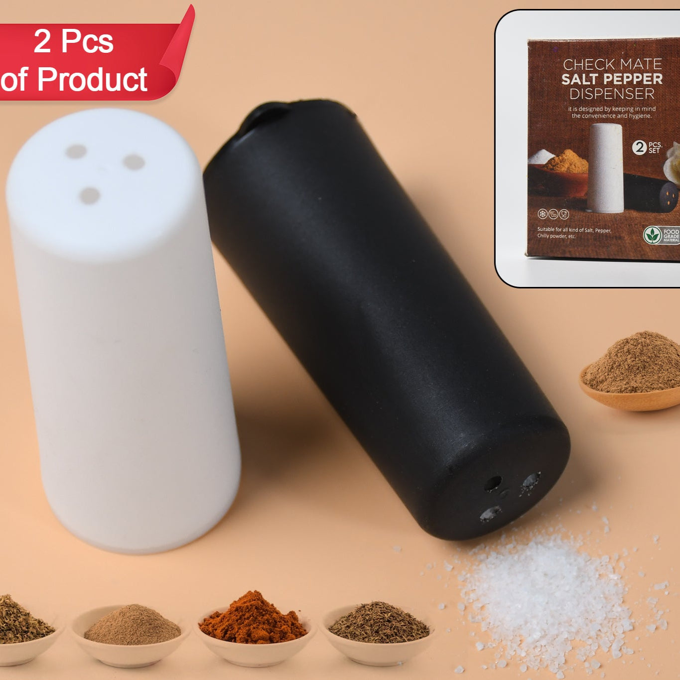 Salt Pepper Dispenser Dining Table Spice Storing Use New Look Dispenser For Home Hotel Use - Happy Price - Image 1