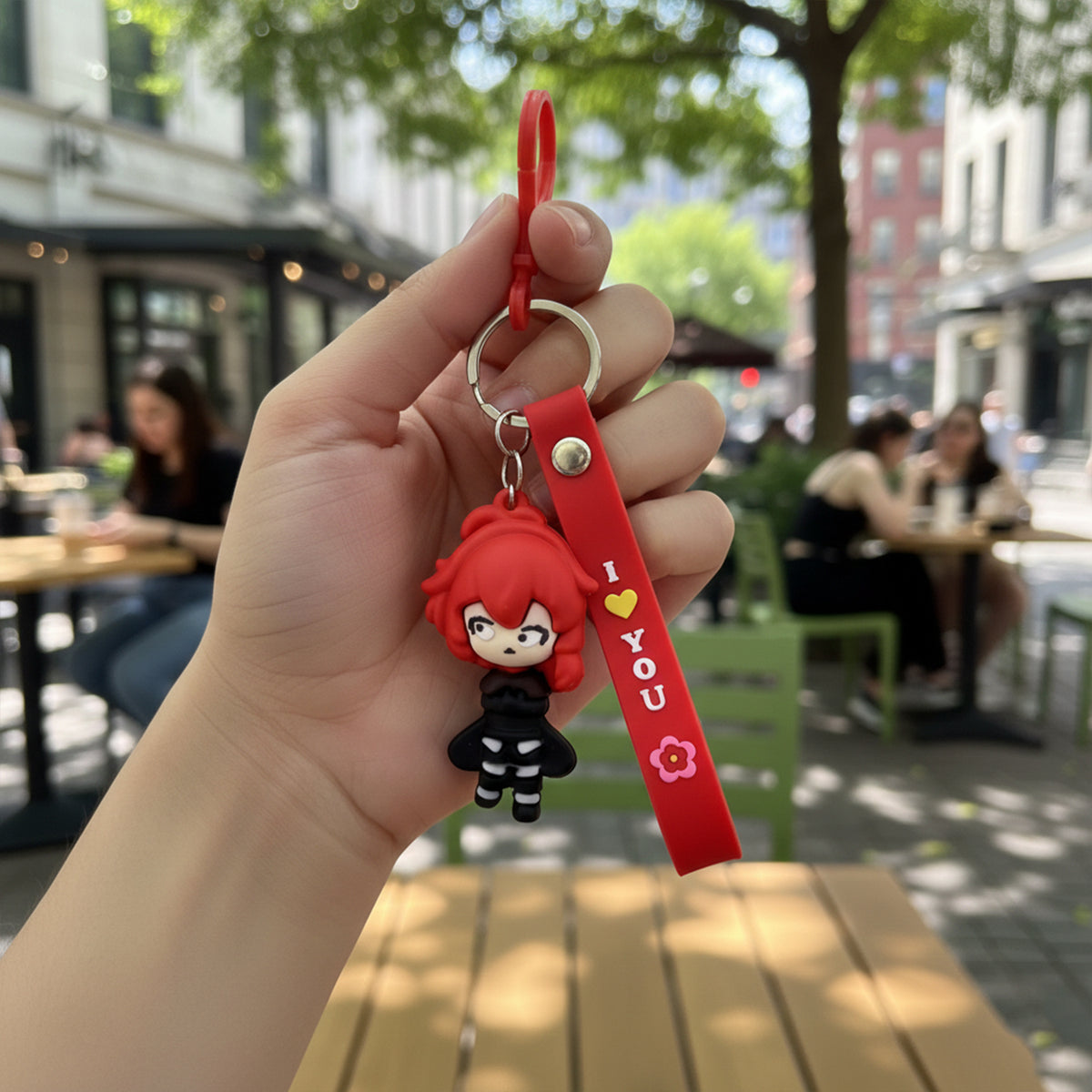 Red Hair Cartoon Girl Silicone Wrist Strap Keychain (1 Pc) - Happy Price - Image 3