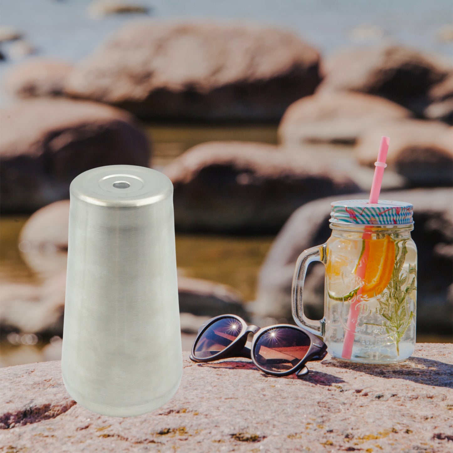 Stainless Steel Vacuum Insulated Travel Mug Glass Reusable Water Glassserving Unbreakable Drinking Glasses Plain Design For Everyday Use Drinks Water Tea Mug Outdoor Home Office (1 Pc) - Happy Price - Image 3