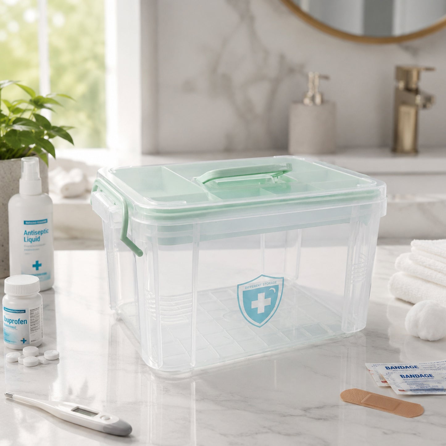 Plastic Medicine Organizer Box with Lock Lid & Handle (1 Pc) - Happy Price - Image 2