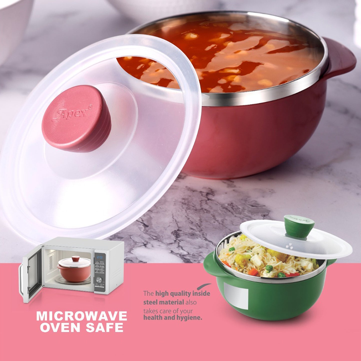 Apex Premium Plastic Serving Bowl Set With Lids (2 Pc) - Happy Price - Image 3