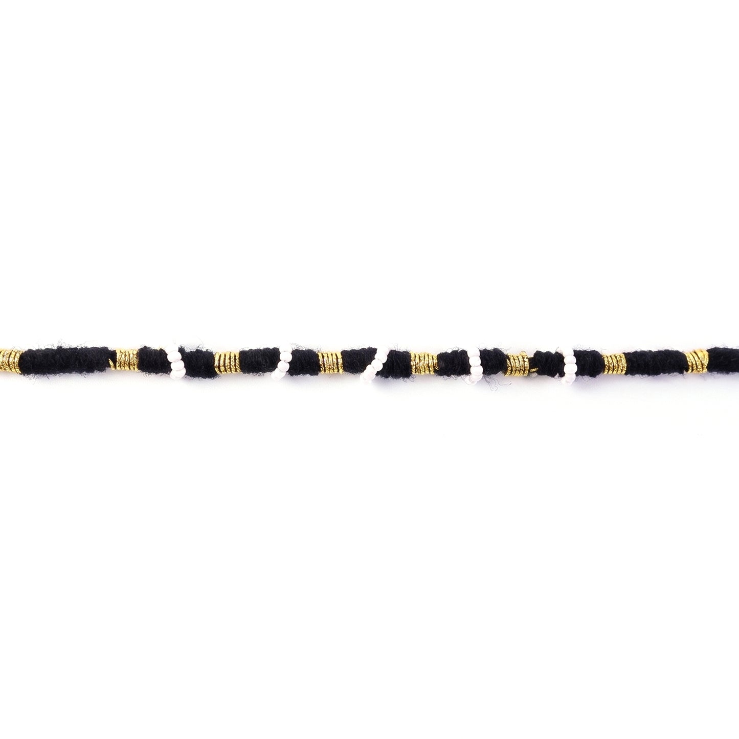 Handmade Black Rakhi Bracelet with White Beads (1 Pc) - Happy Price - Image 4