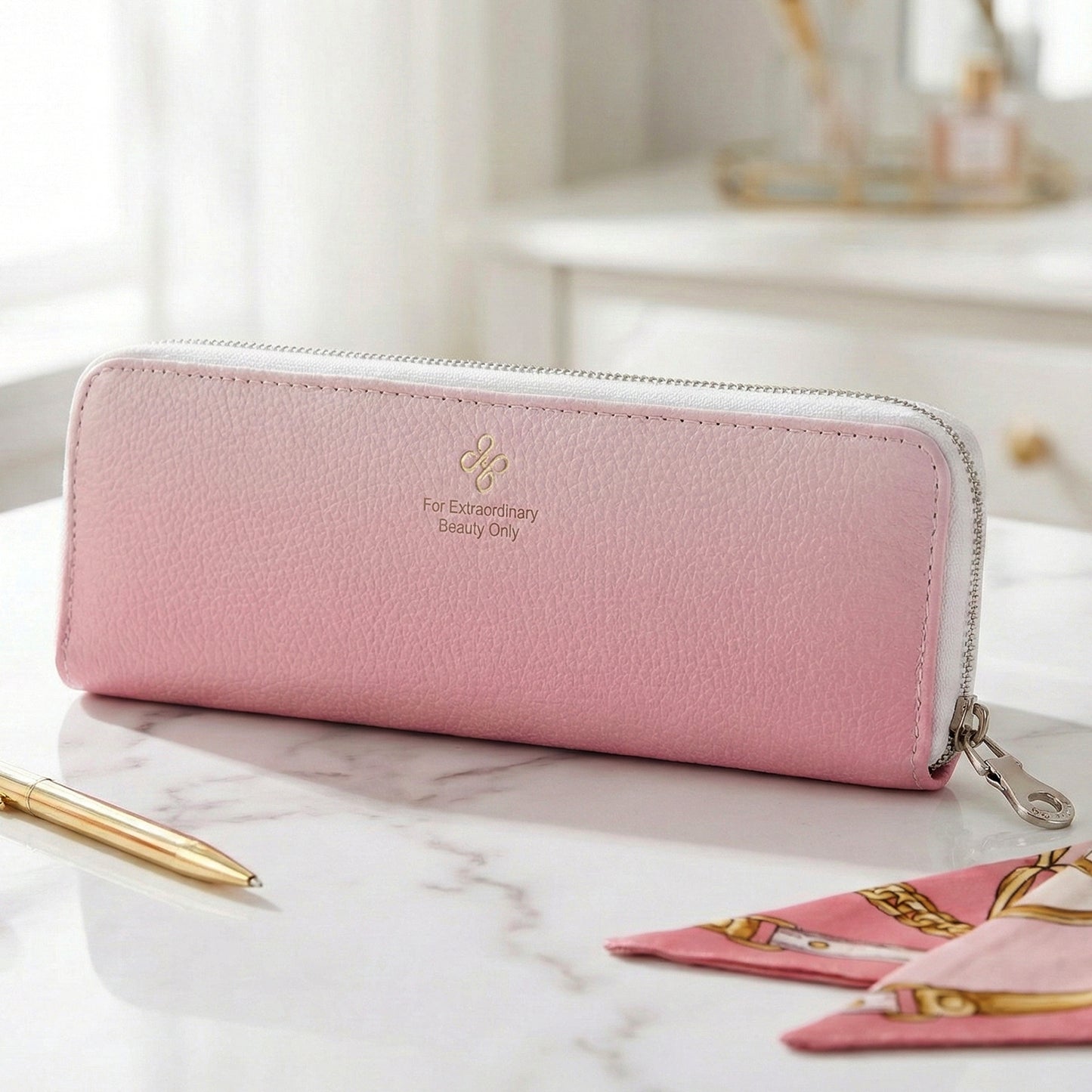 Makeup Brush Pouch Organizer with Zip Closure (1 Pc) - Compact Travel Cosmetic Bag - Happy Price - Image 3