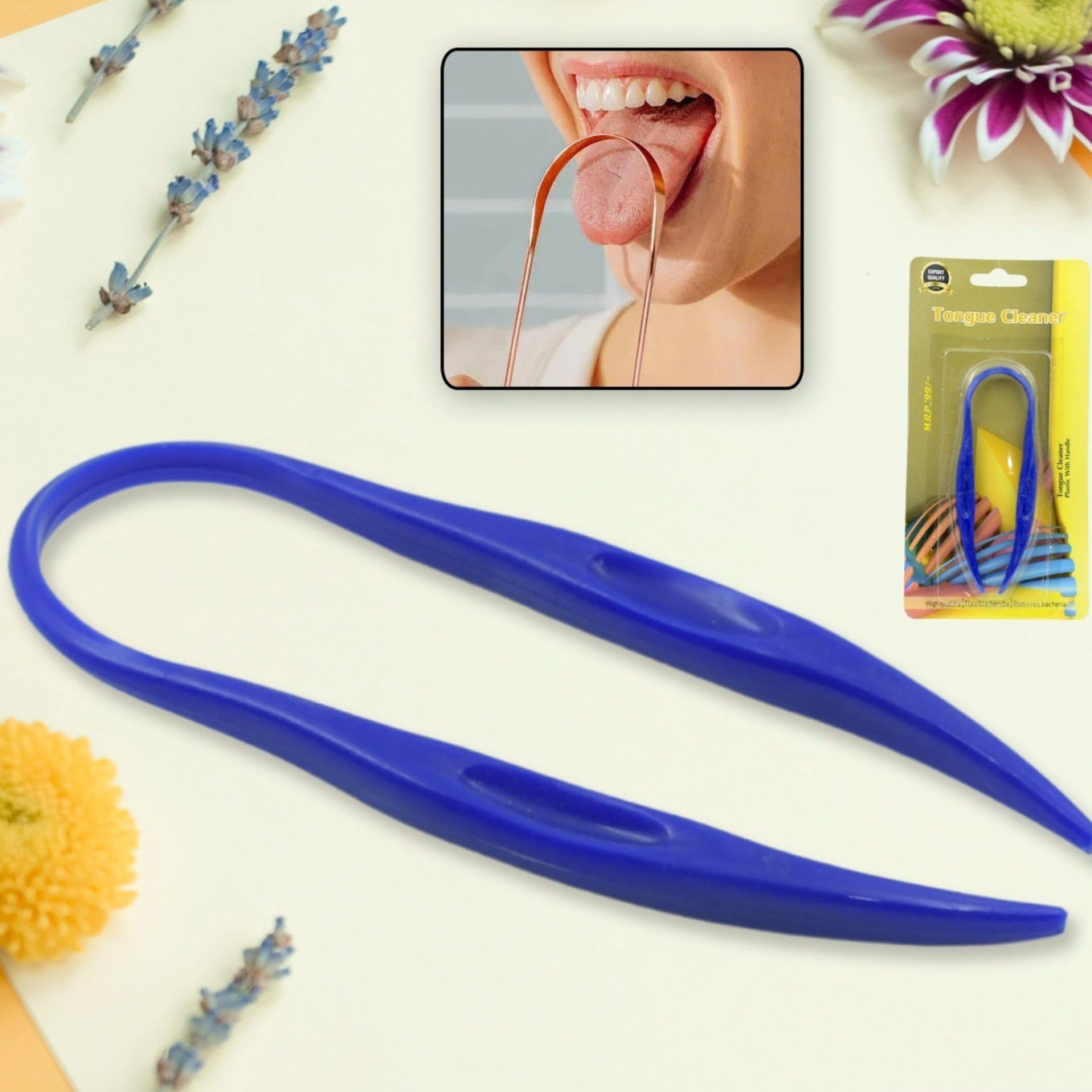 Plastic Tongue Cleaner For Kids Adults Tongue Scraper For Bad Breath Maintain Oral Hygiene For Daily Use For Fresh Breath Bacteria Removal Improved Taste Plastic With Handle Tongue Cleaner (1 Pc ) - Happy Price - Image 1