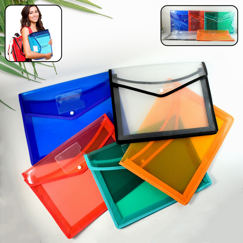 Transparent A4 Document Folder with Button Closure - 1 Pc Mix Color - Happy Price - Image 2