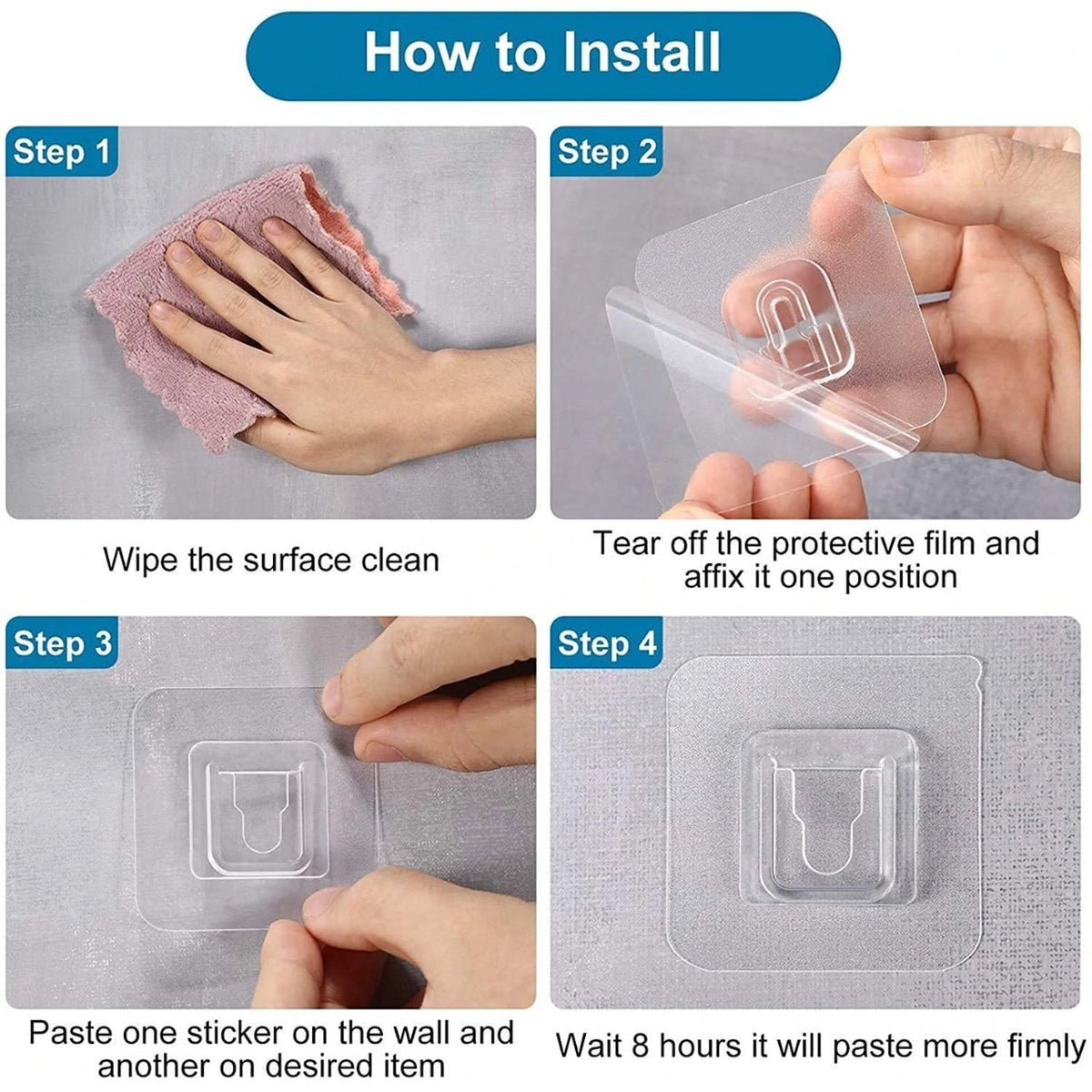 Transparent Adhesive Male Hook Used For Hanging Various Types Of Items (1pc) - Happy Price - Image 5