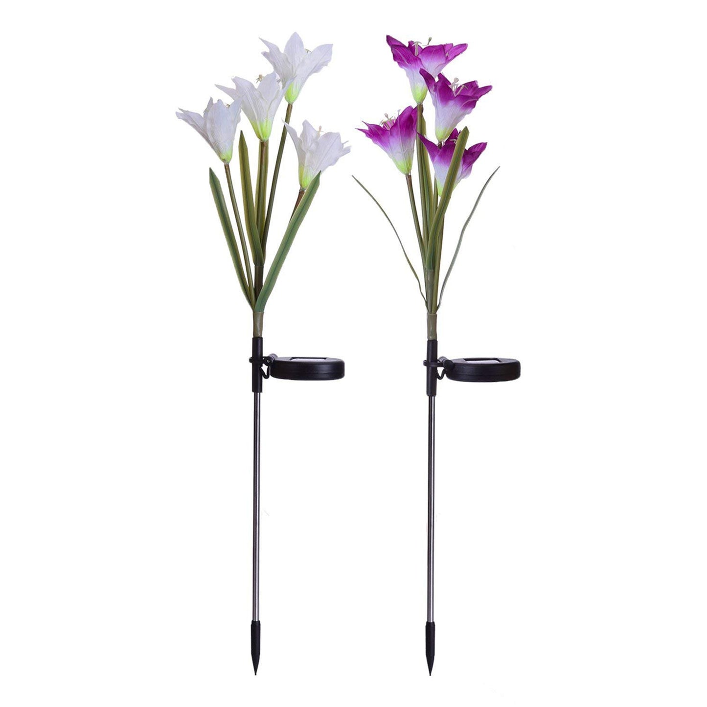 Waterproof Solar Lily Flower Stake Lights - Set of 2 Pcs - Happy Price - Image 2